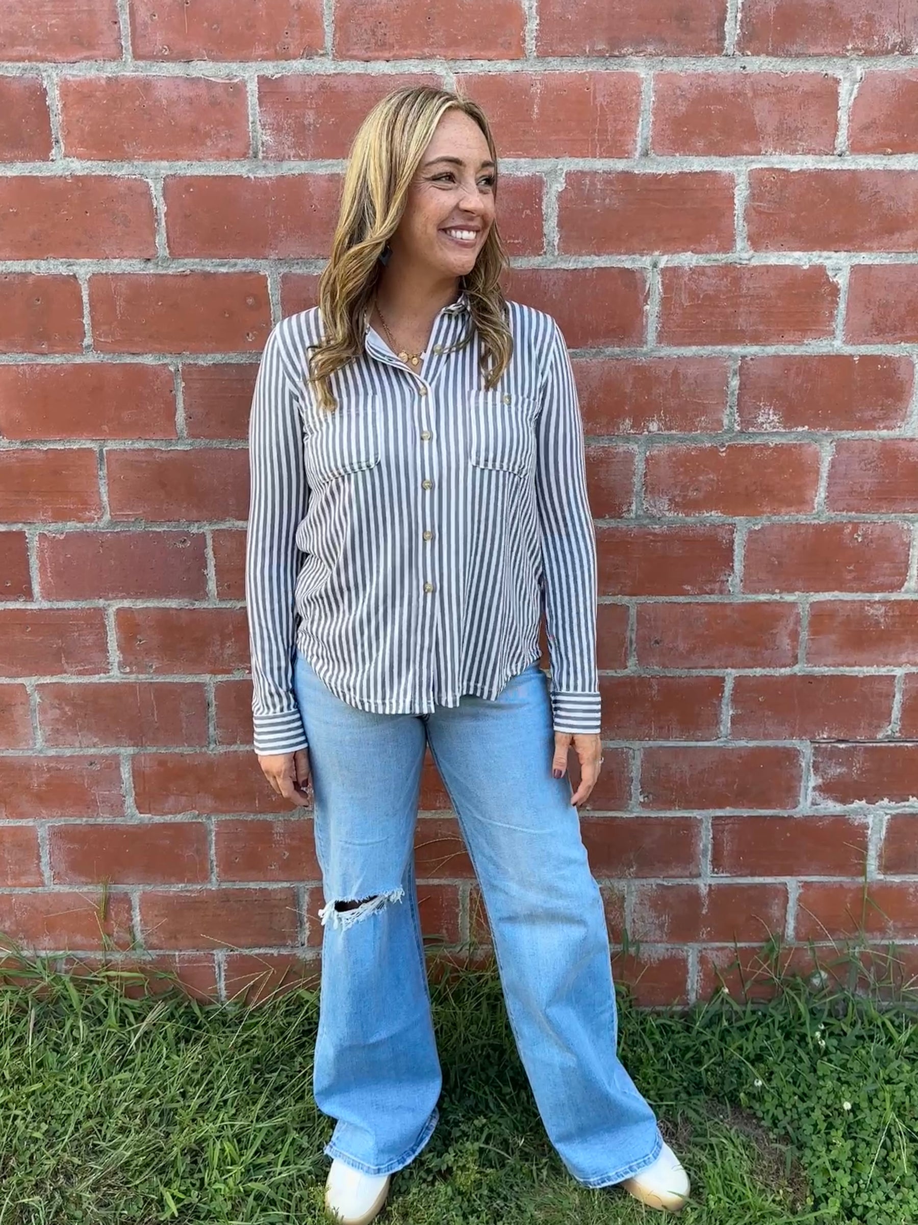 Buttery Soft Button Down - Charcoal