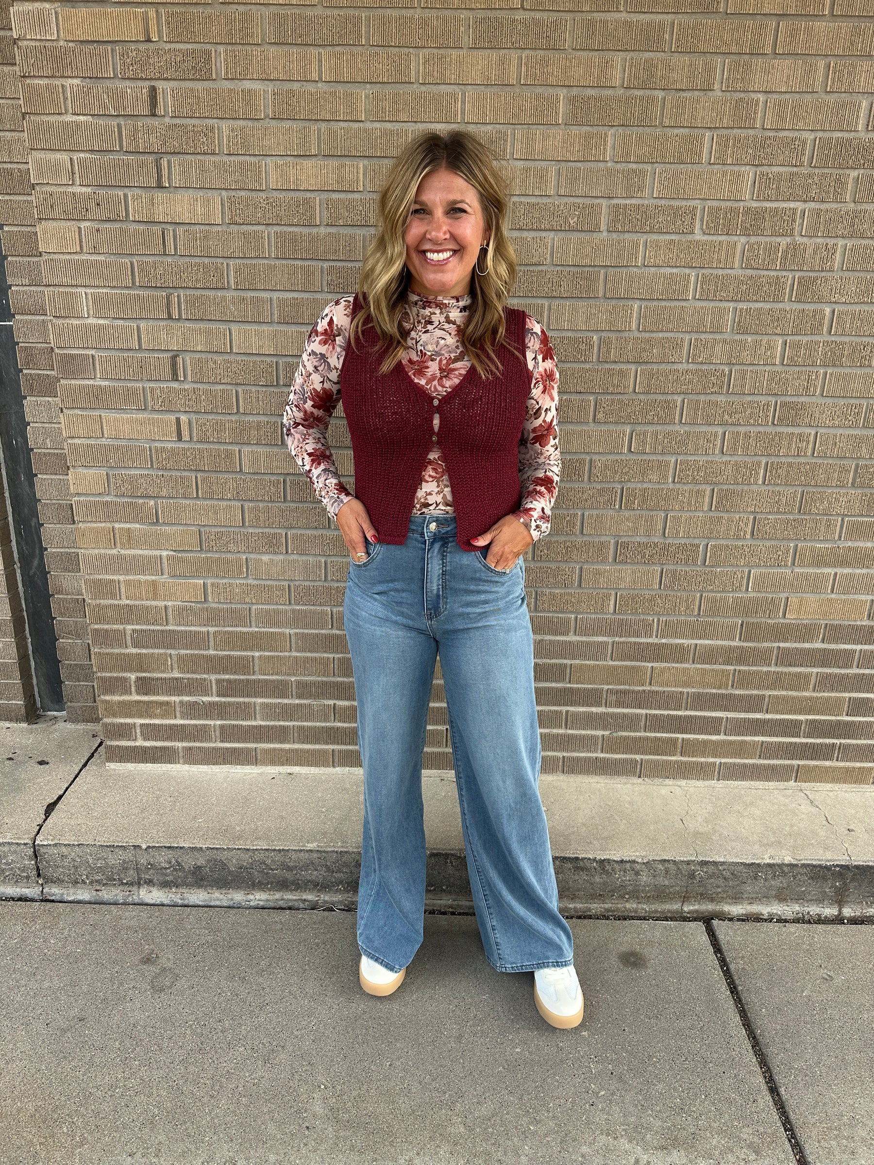 Essential Crochet Vest - Wine