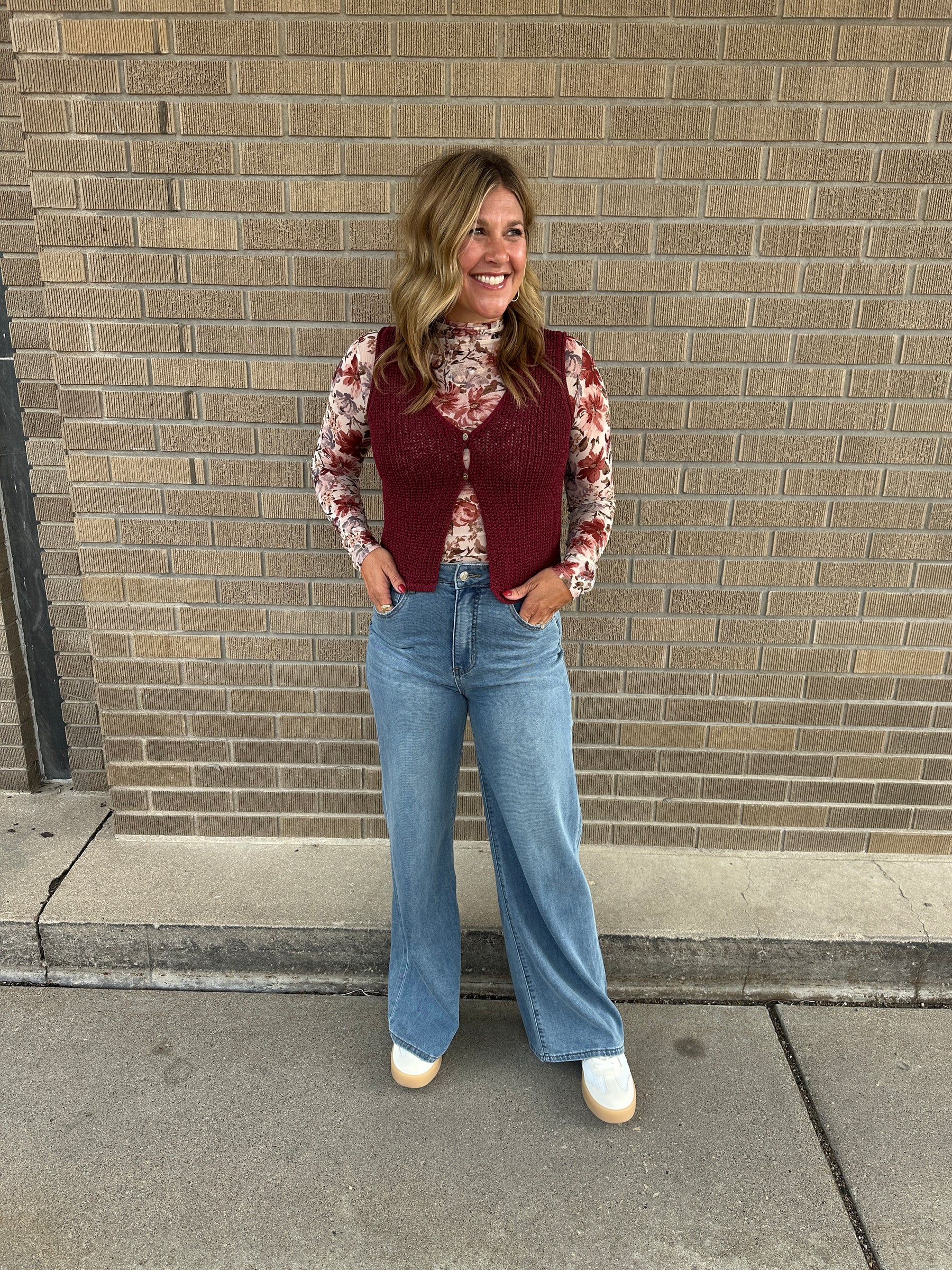 Floral Mesh Top - Cream