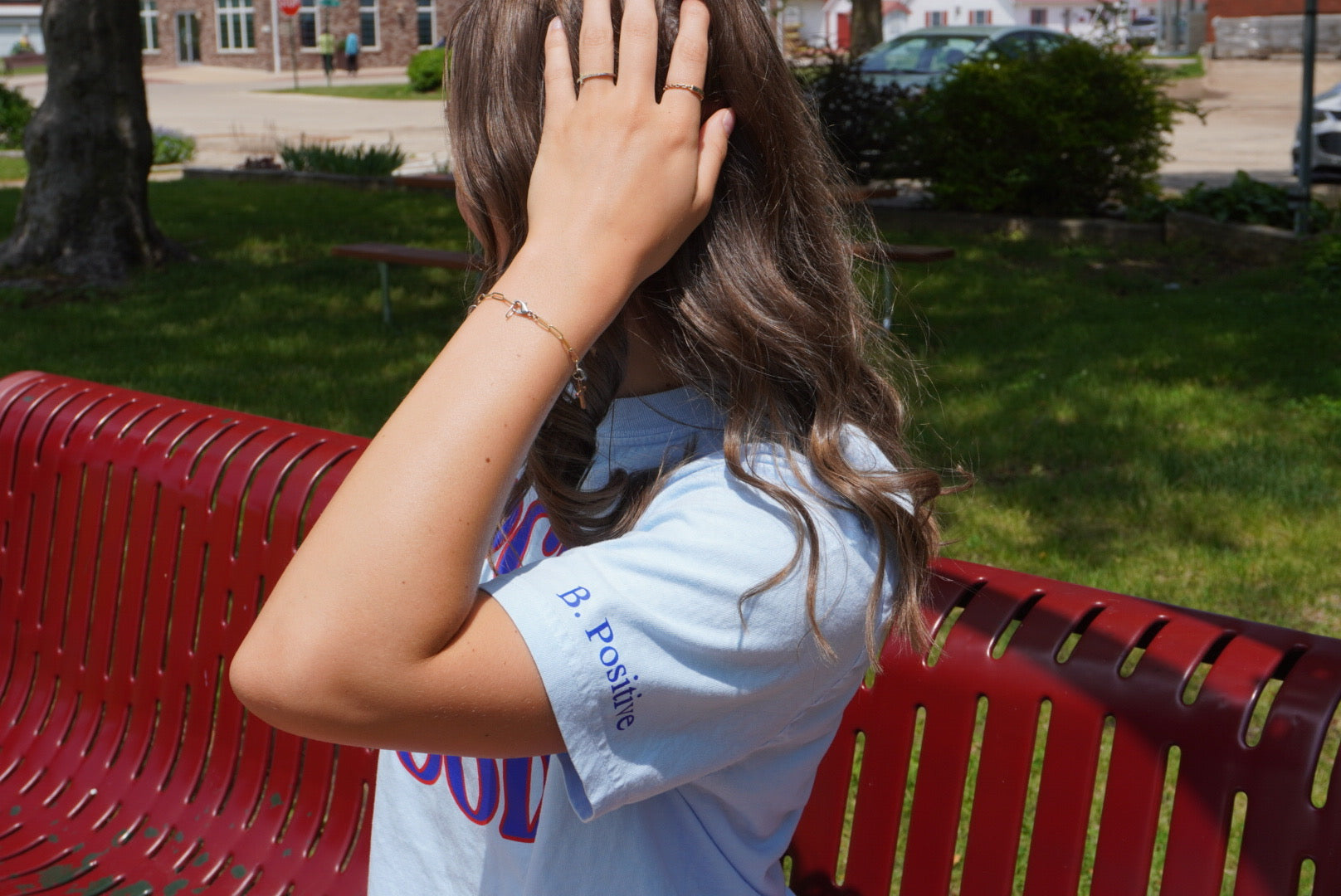 Focus On The Good Tee - Blue & Red