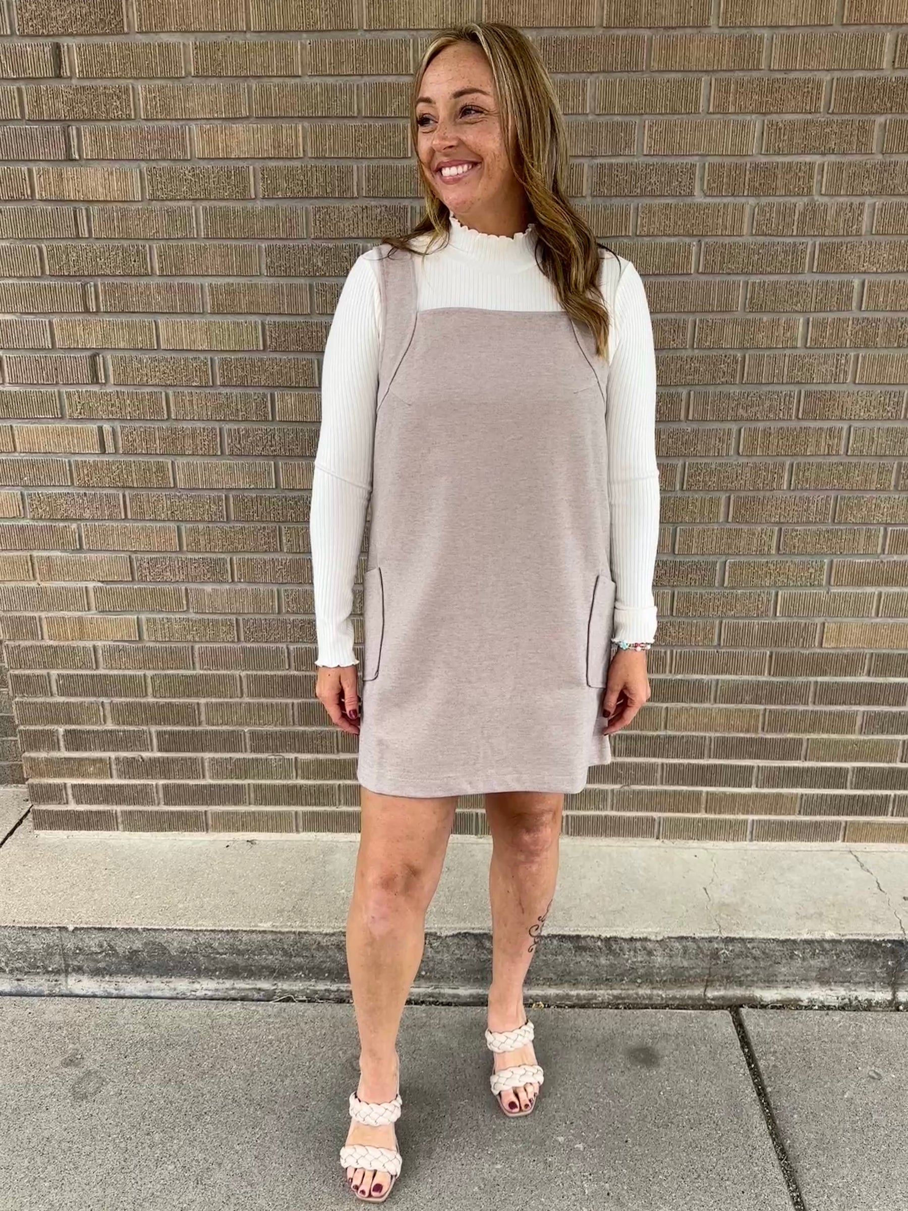 Woven Taupe Dress