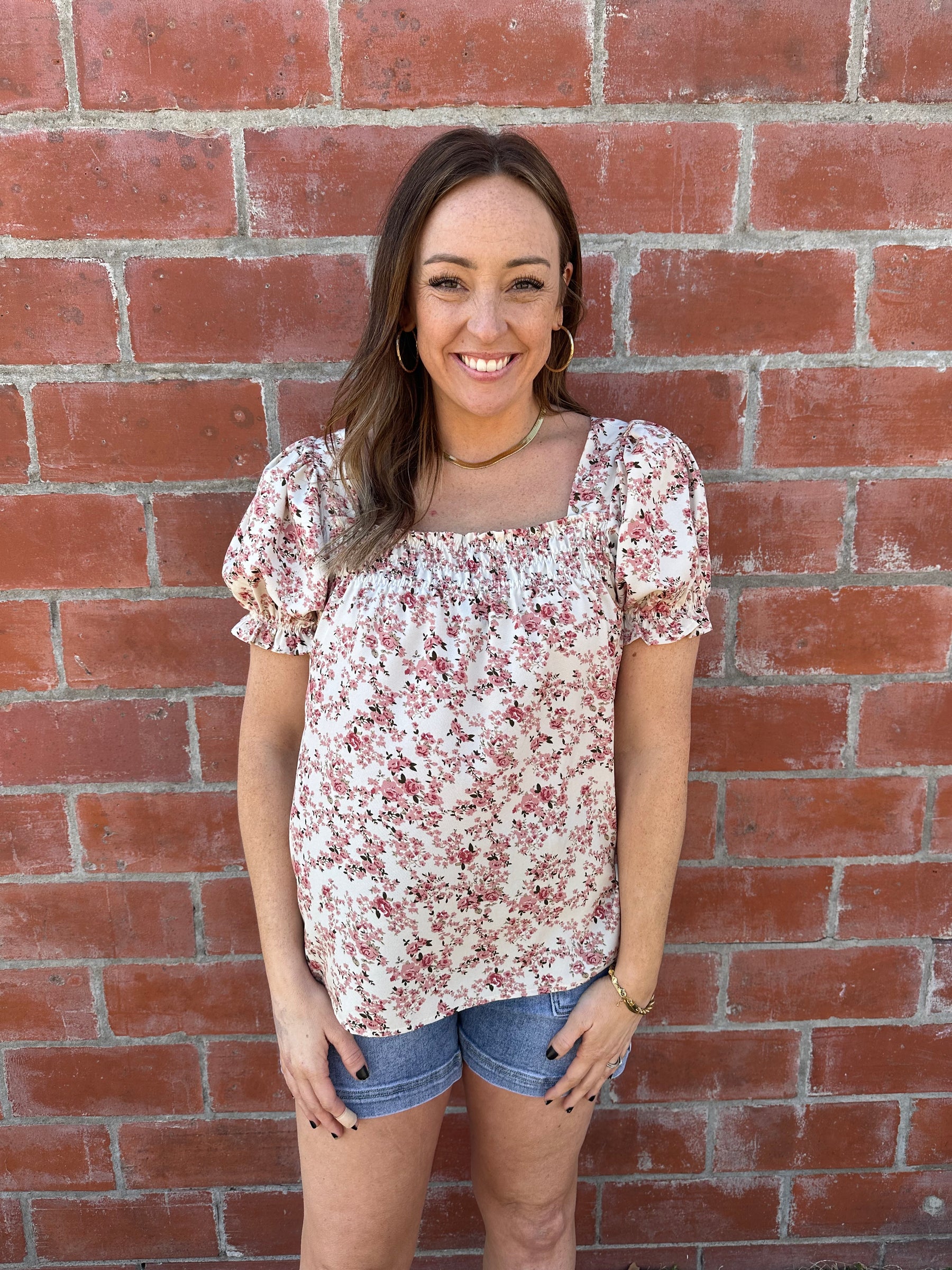 Cream Floral Blouse