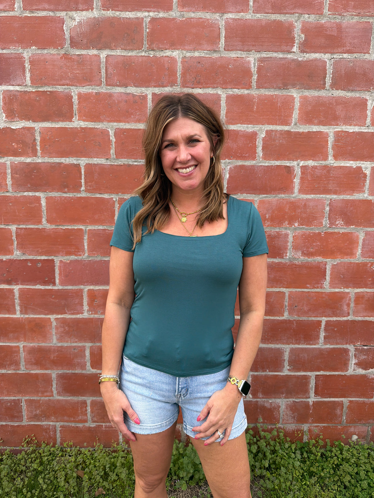 Everyday Square Neck Tee - Dark Teal