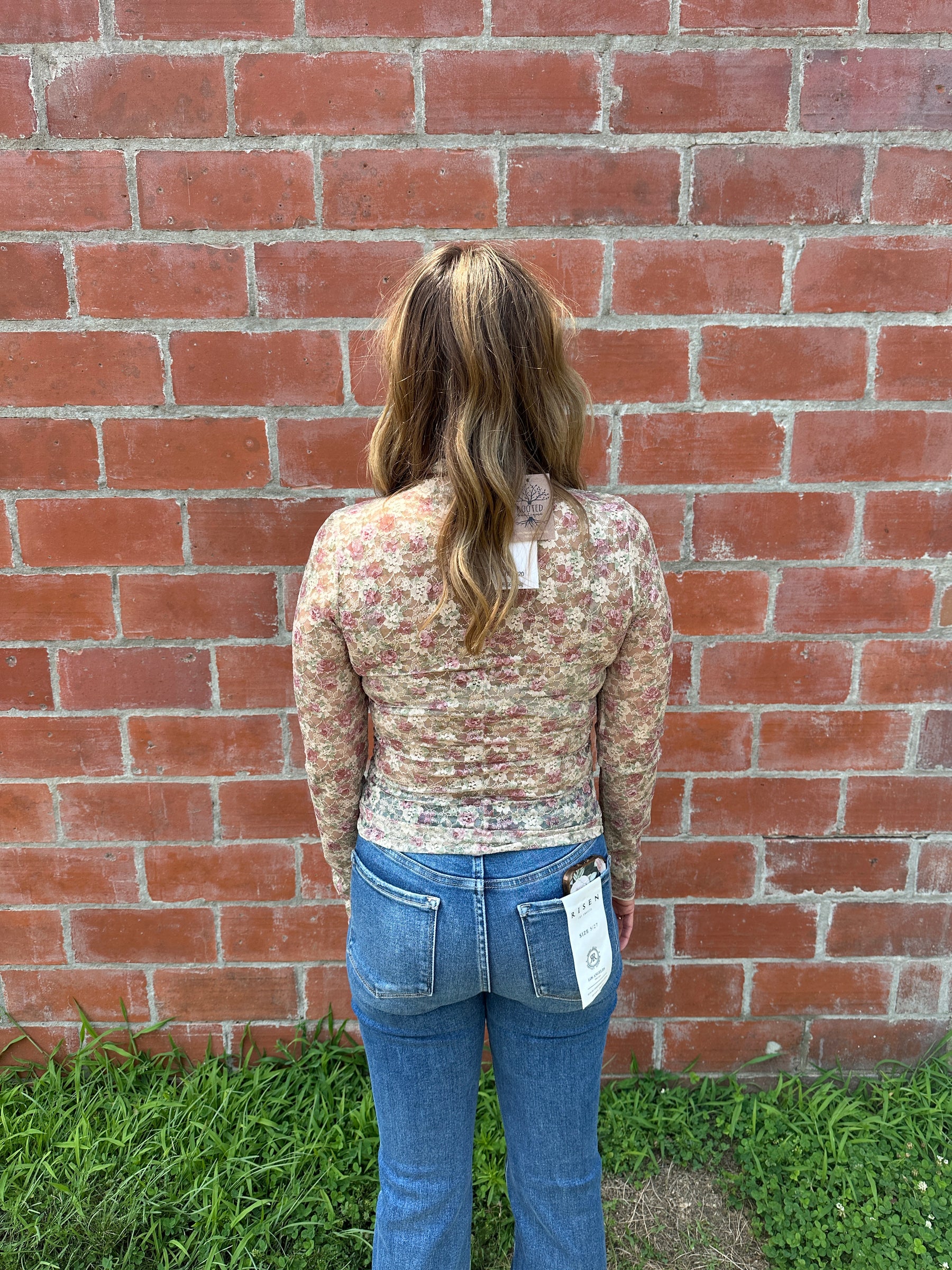 Beige Floral Lace Layering Top