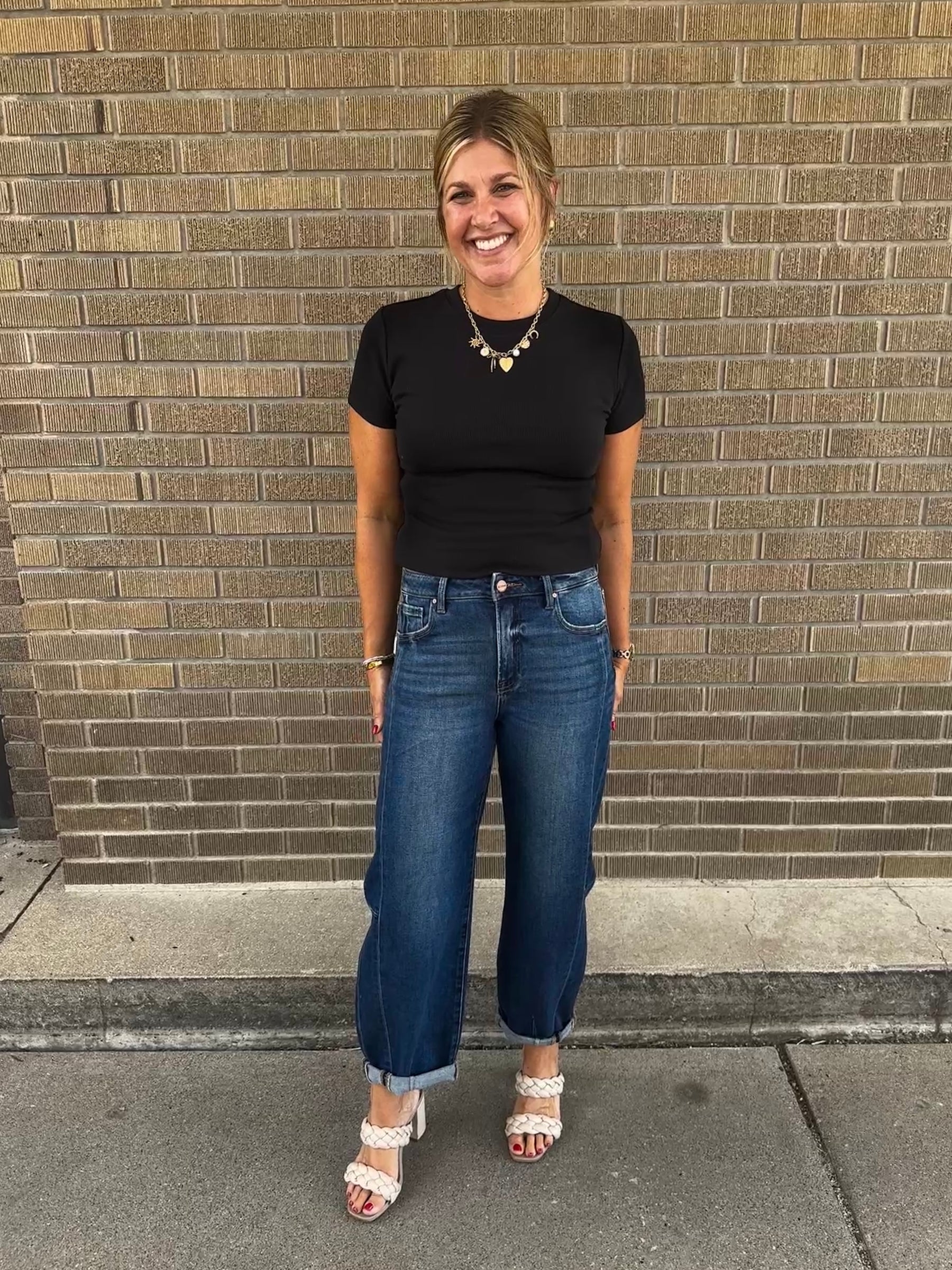 Dark Wash Barrel Jeans