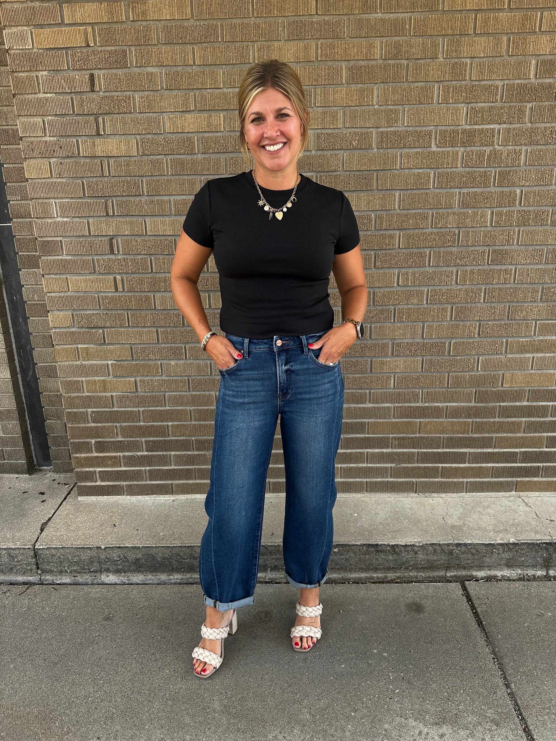 Dark Wash Barrel Jeans