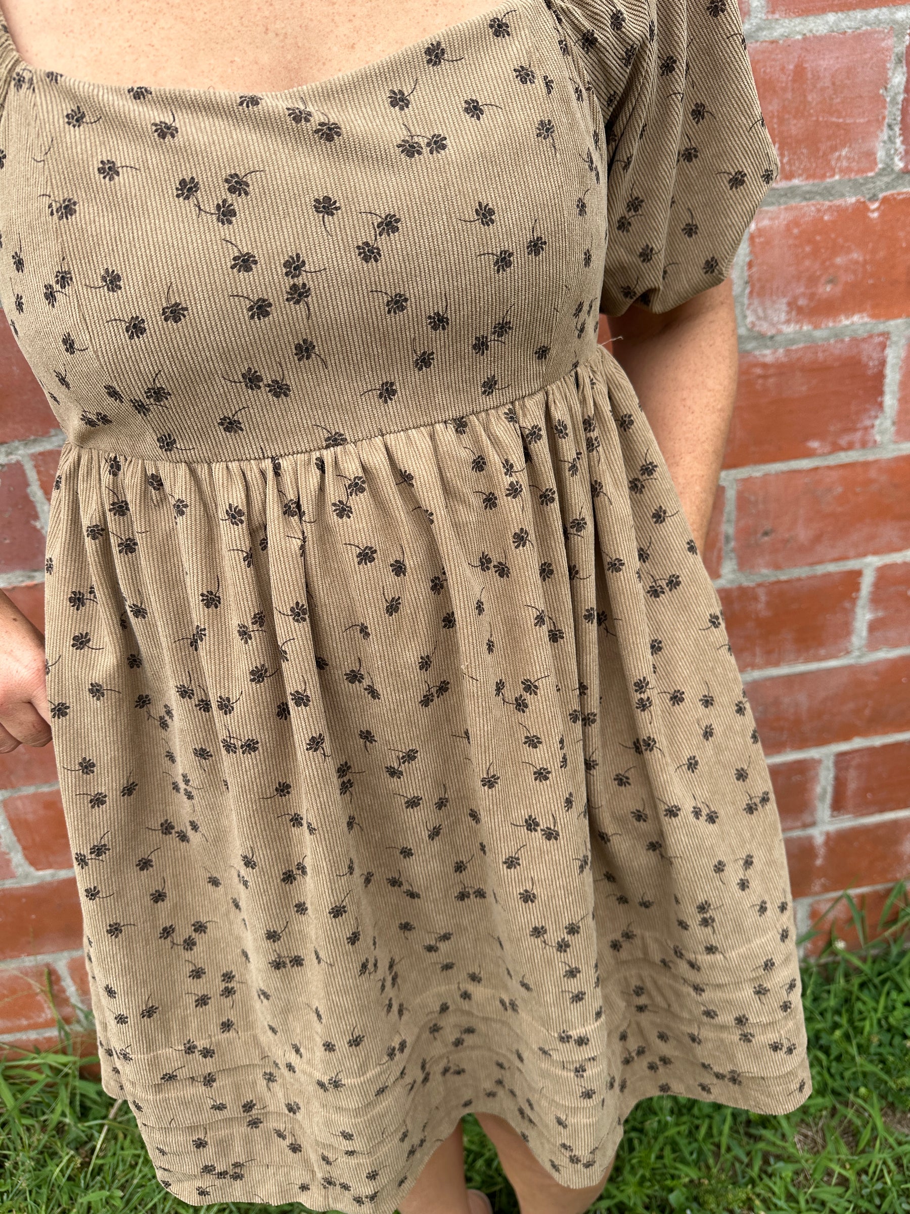 Floral Corduroy Mini Dress