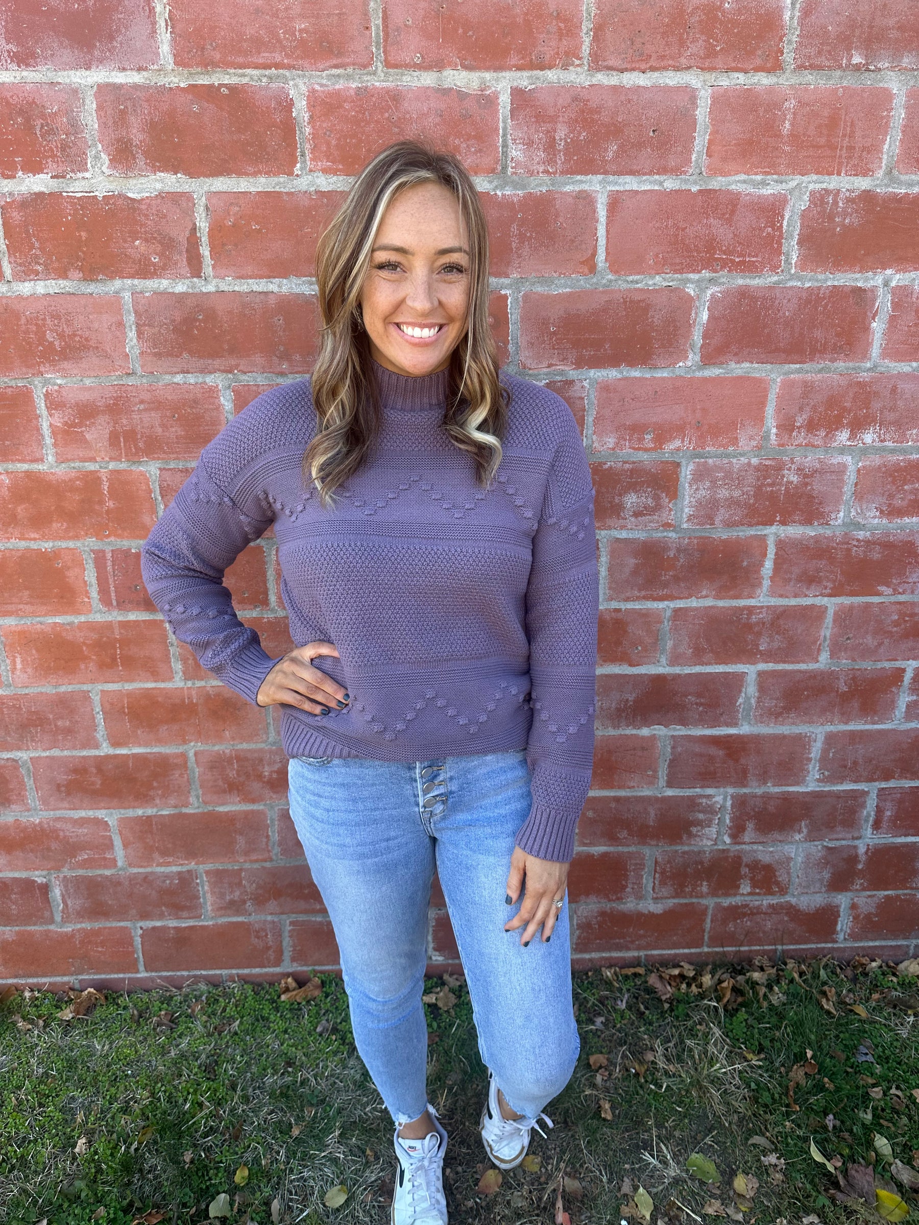Purple Pom Sweater