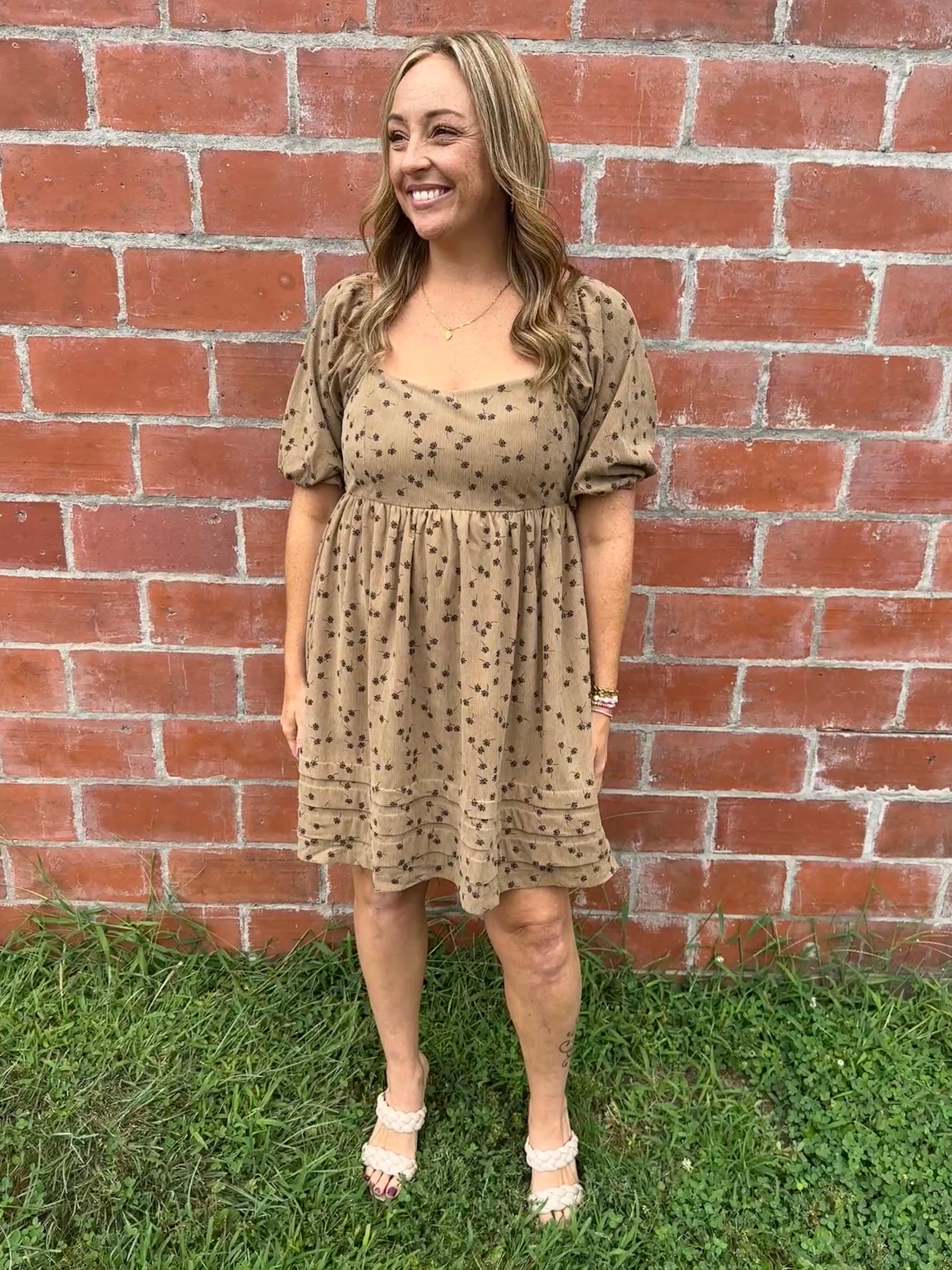 Floral Corduroy Mini Dress