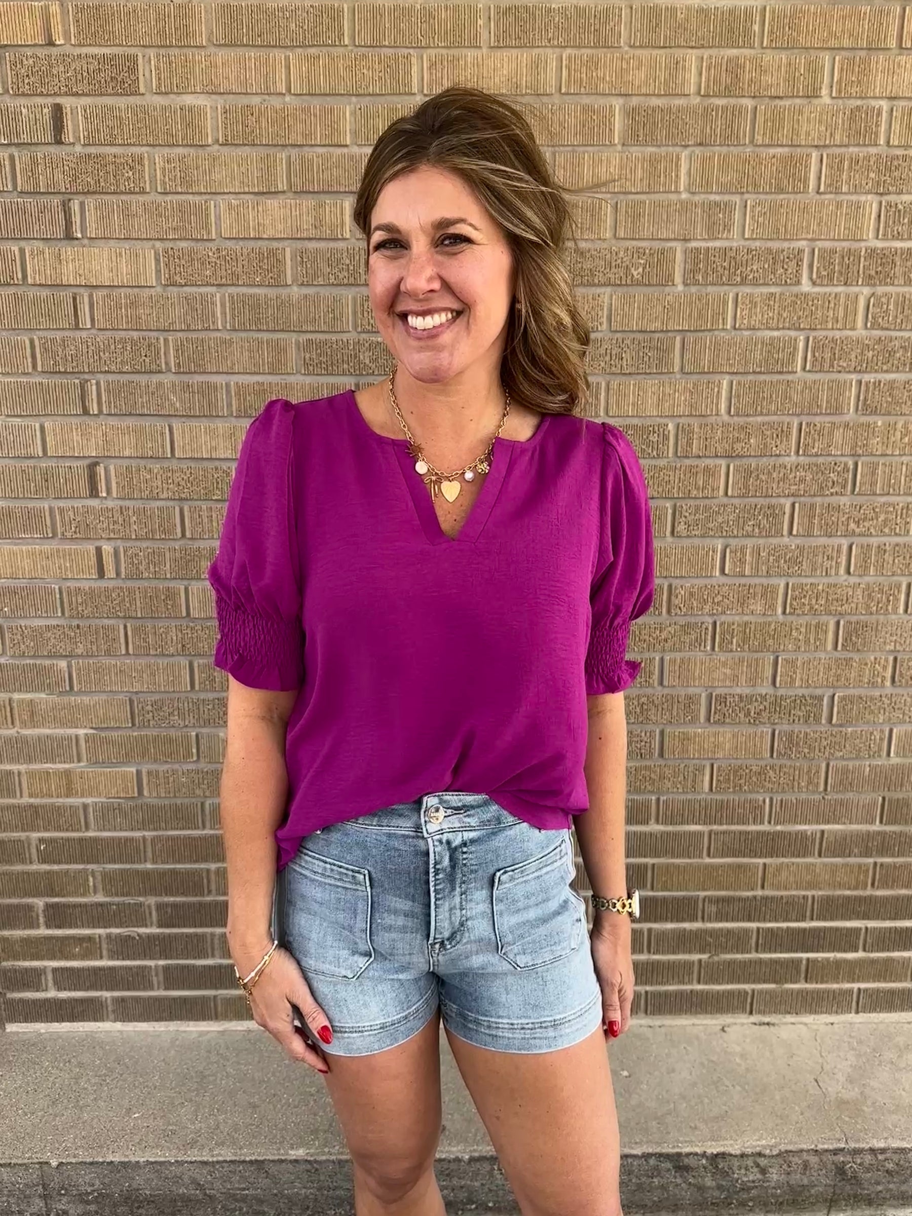 Perfect Crinkle Blouse - Magenta