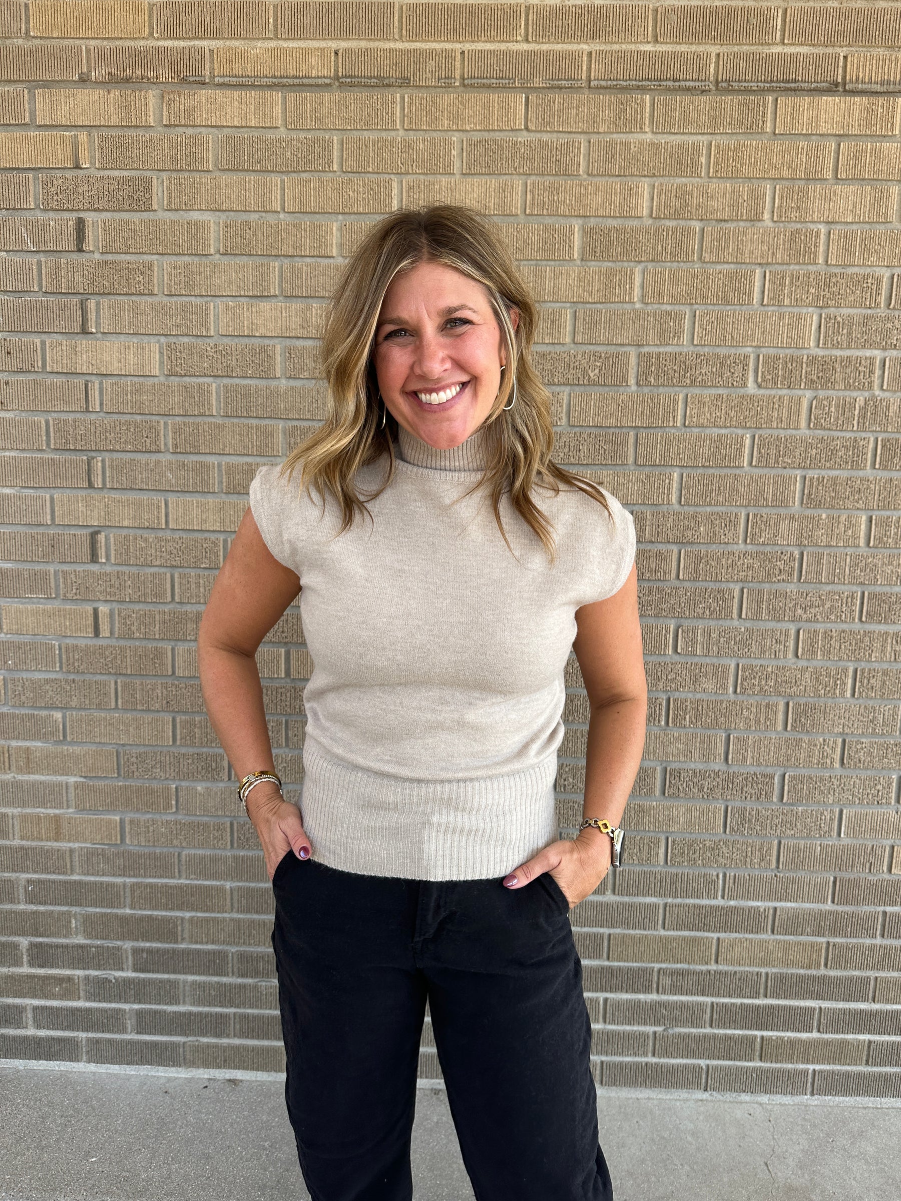 Mock Neck Taupe Sweater