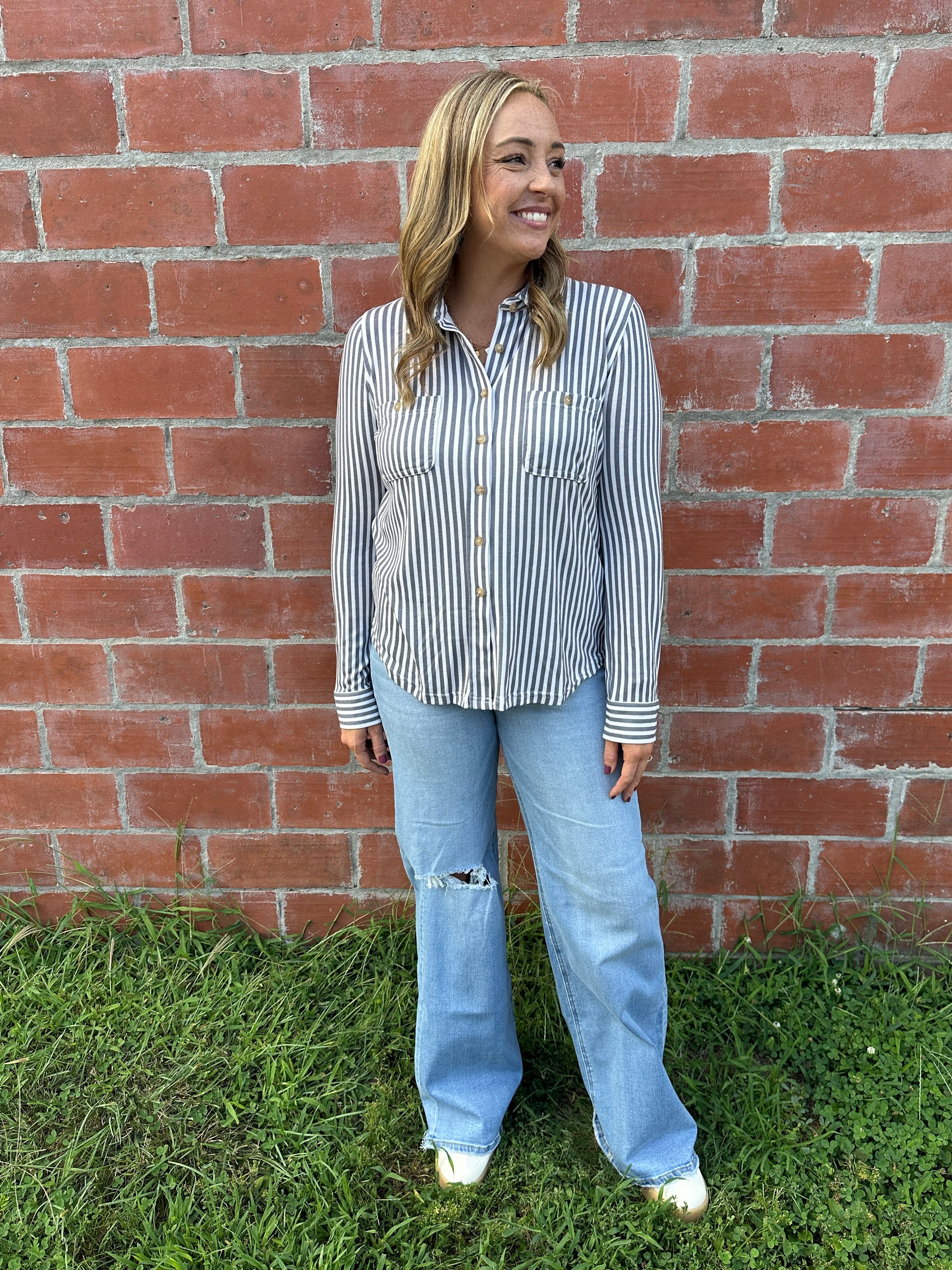 Buttery Soft Button Down - Charcoal