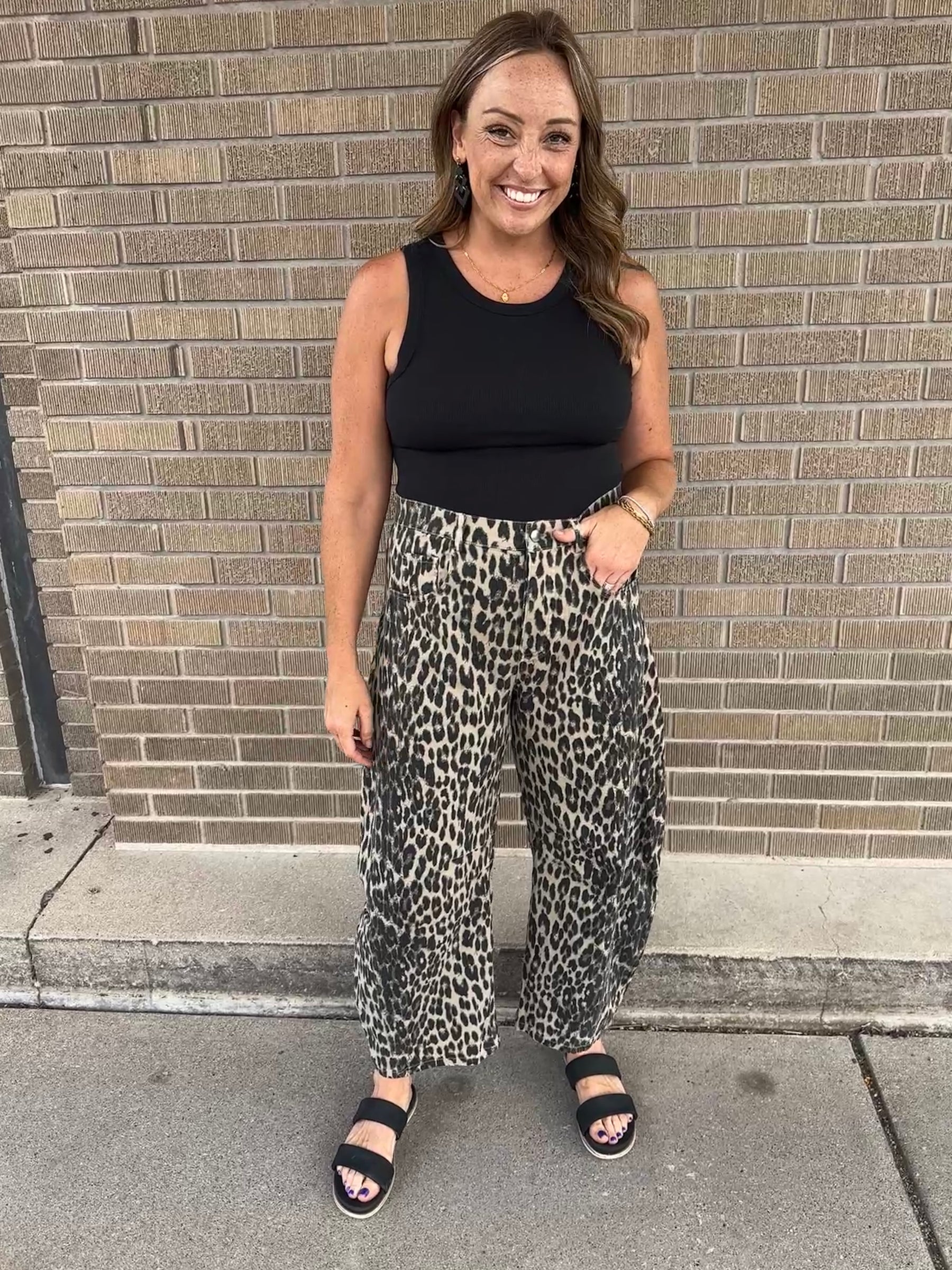 Leopard Barrel Jeans