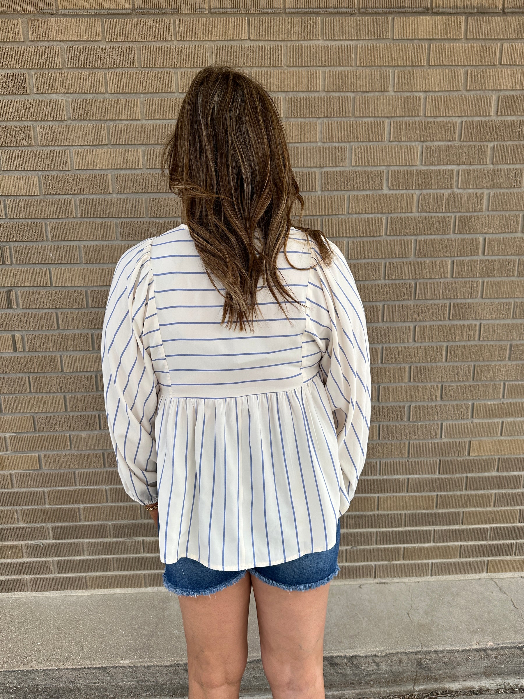 Babydoll Blue Stripe Blouse