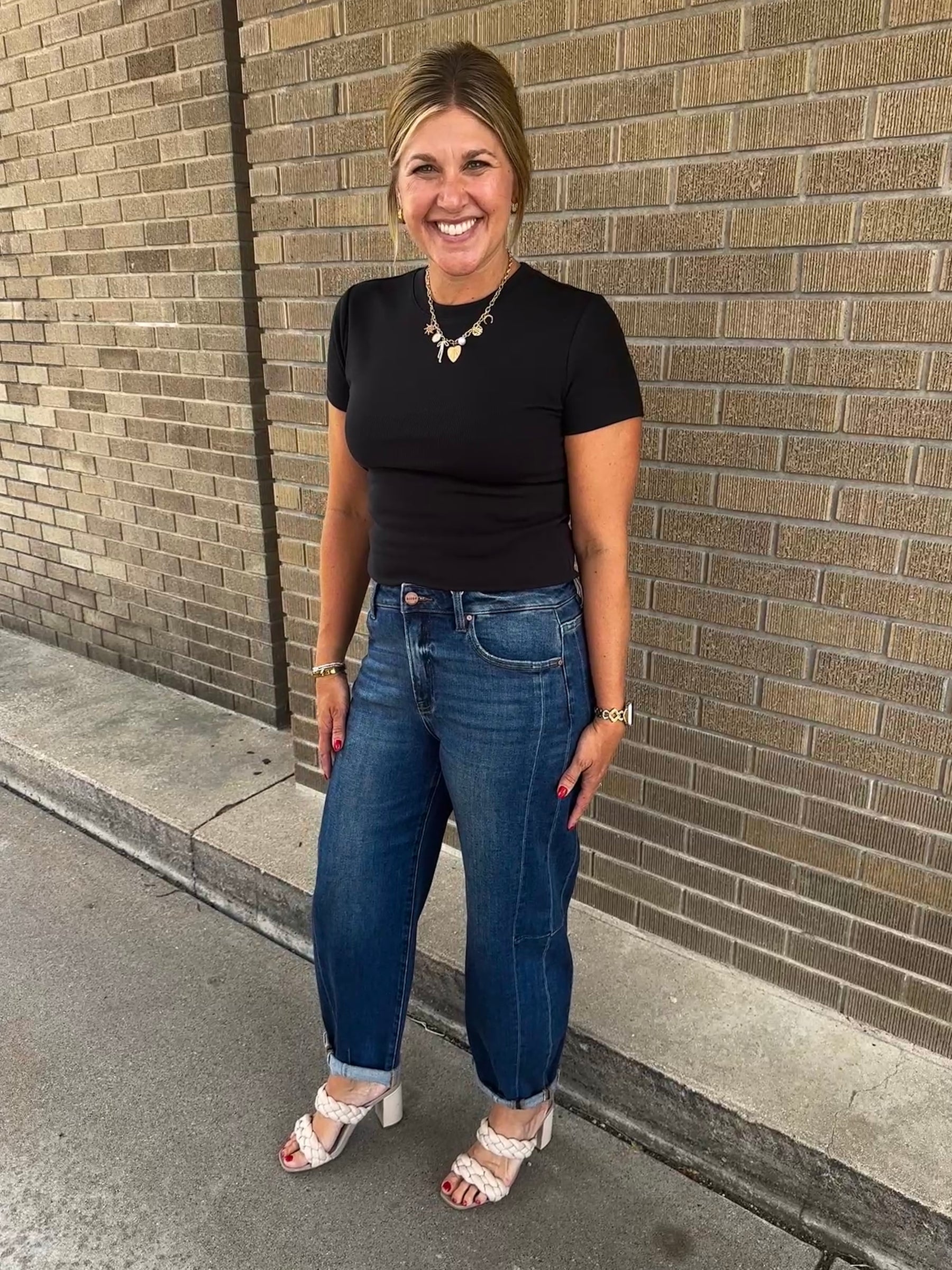 Dark Wash Barrel Jeans