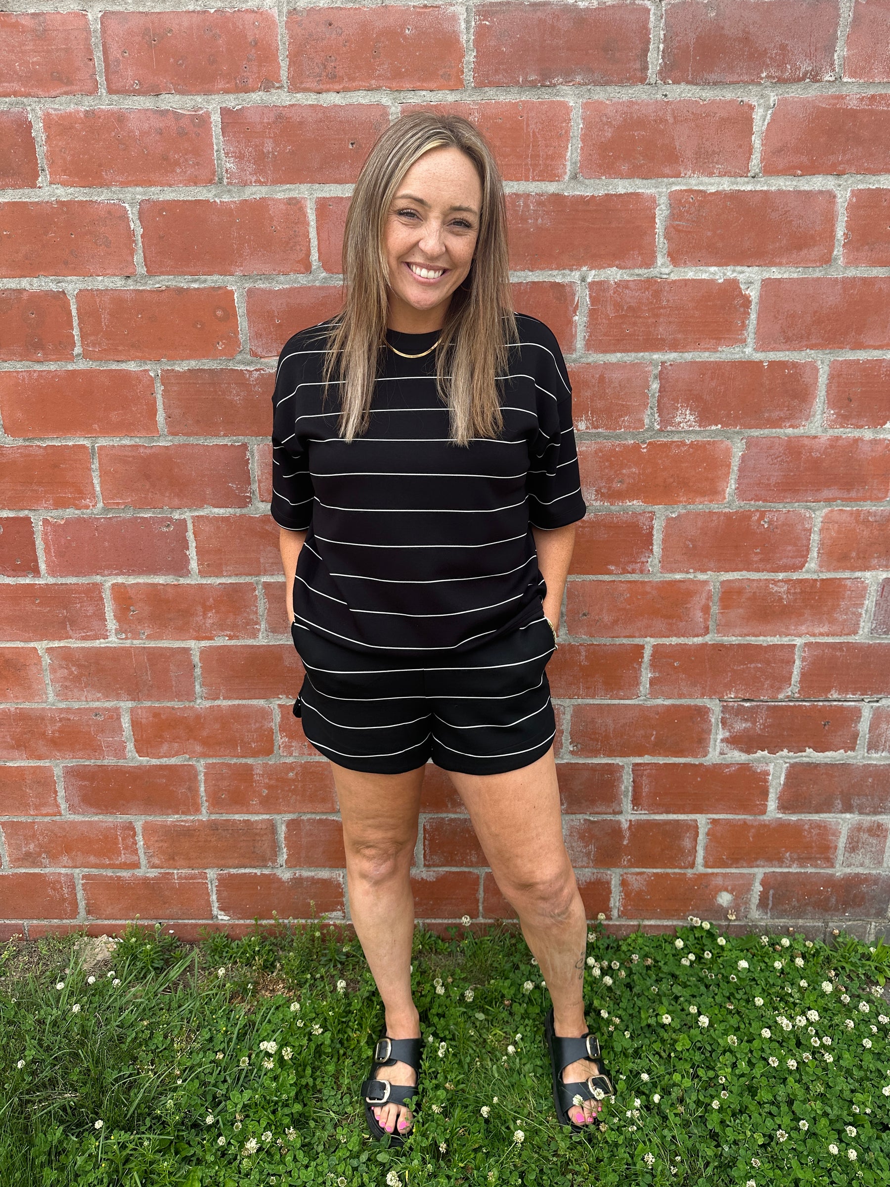 Buttery Soft Modal Stripe Tee - Black