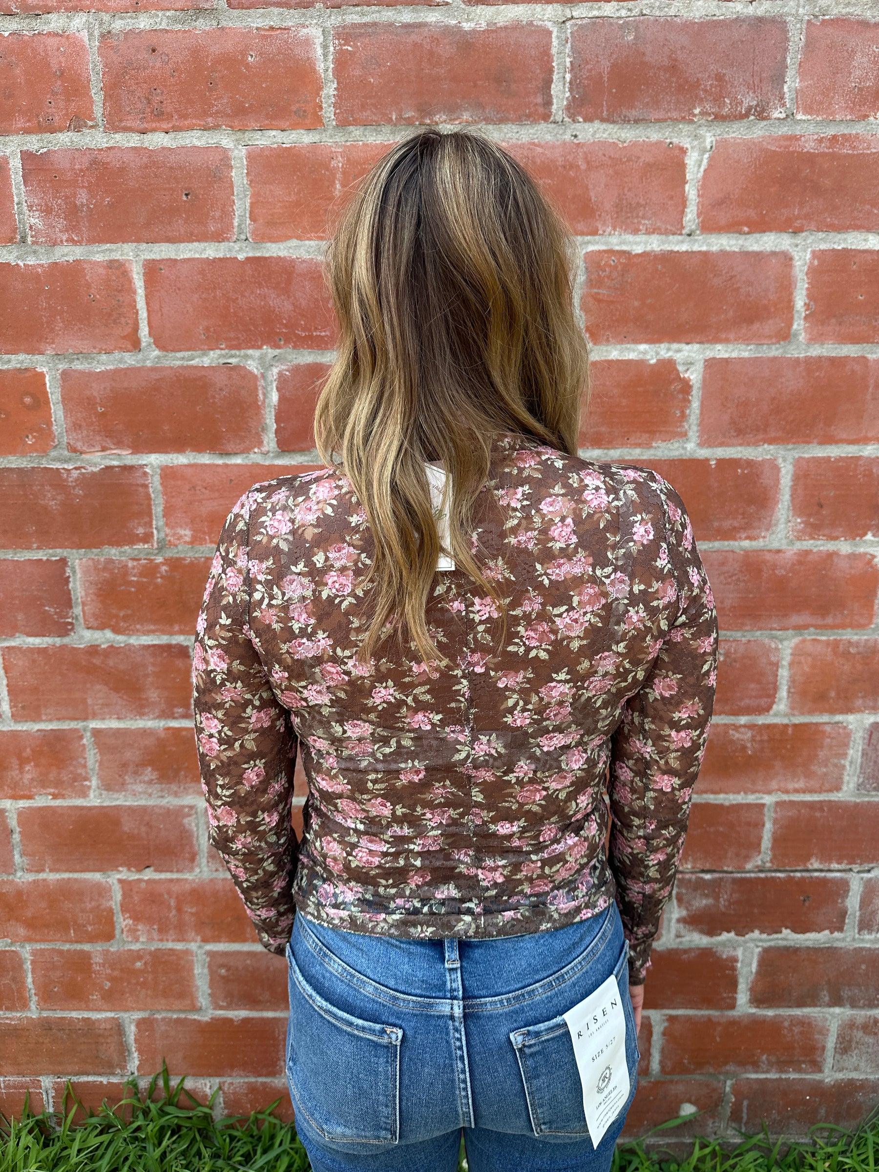 Chocolate Floral Lace Layering Top