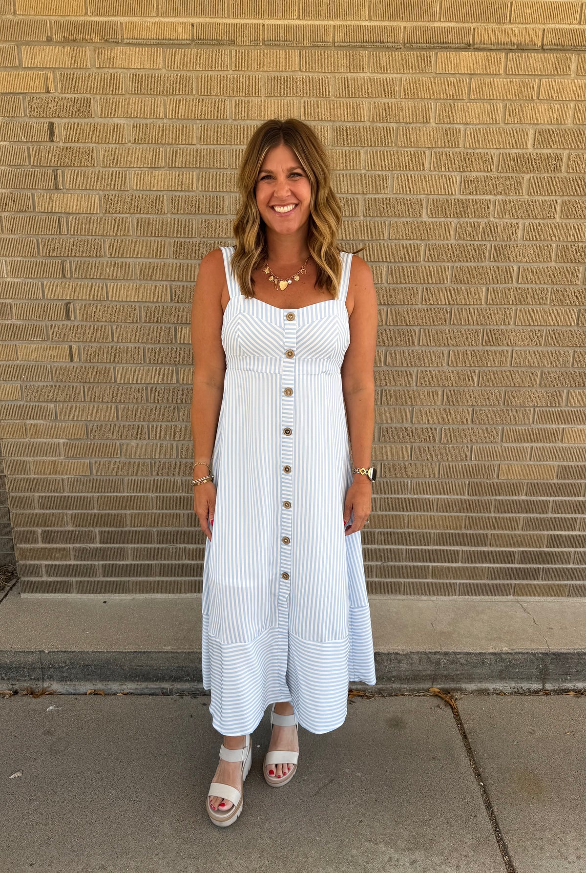 Blue Stripe Midi Dress