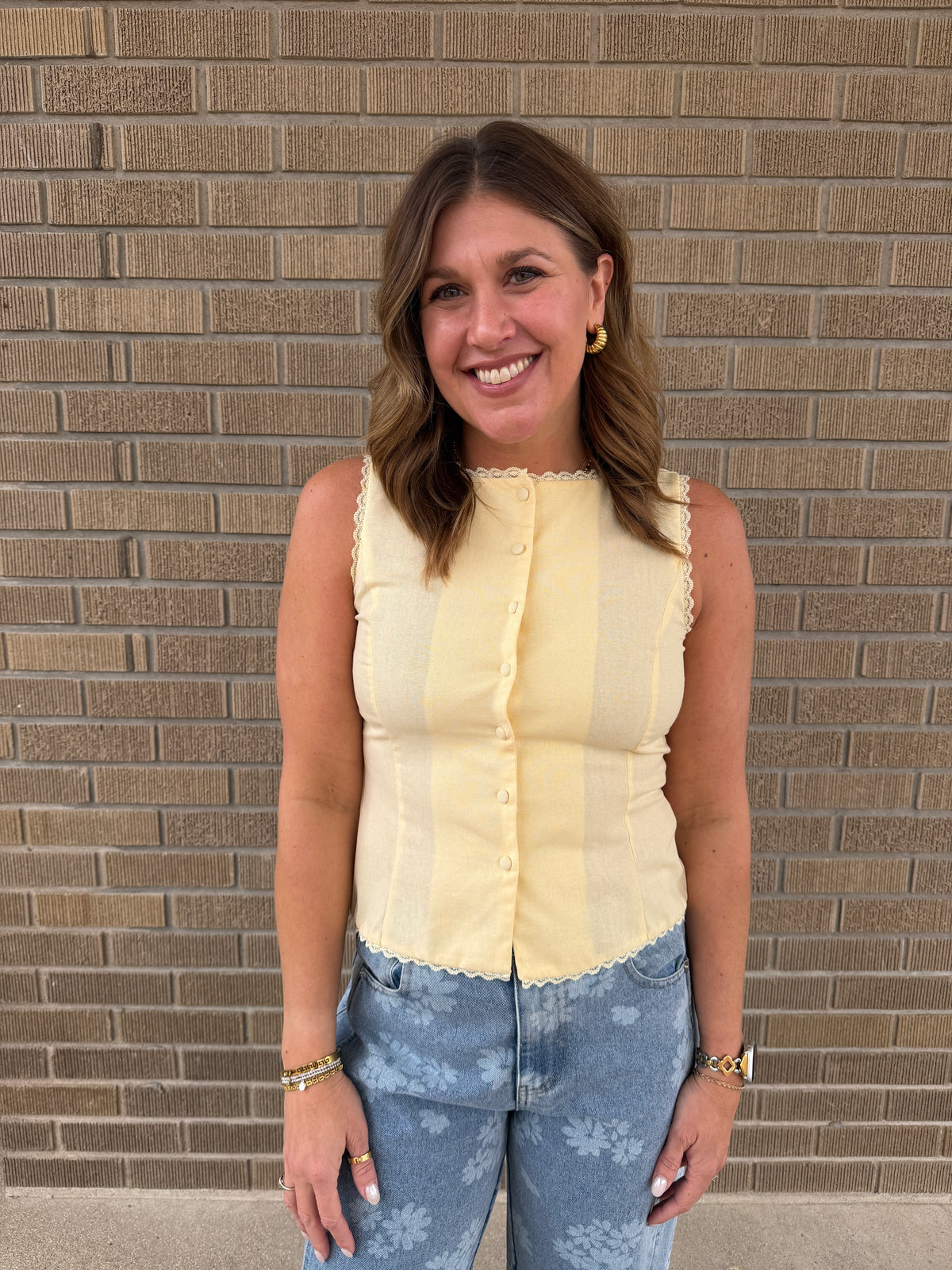 Little Yellow Lace Trim Top