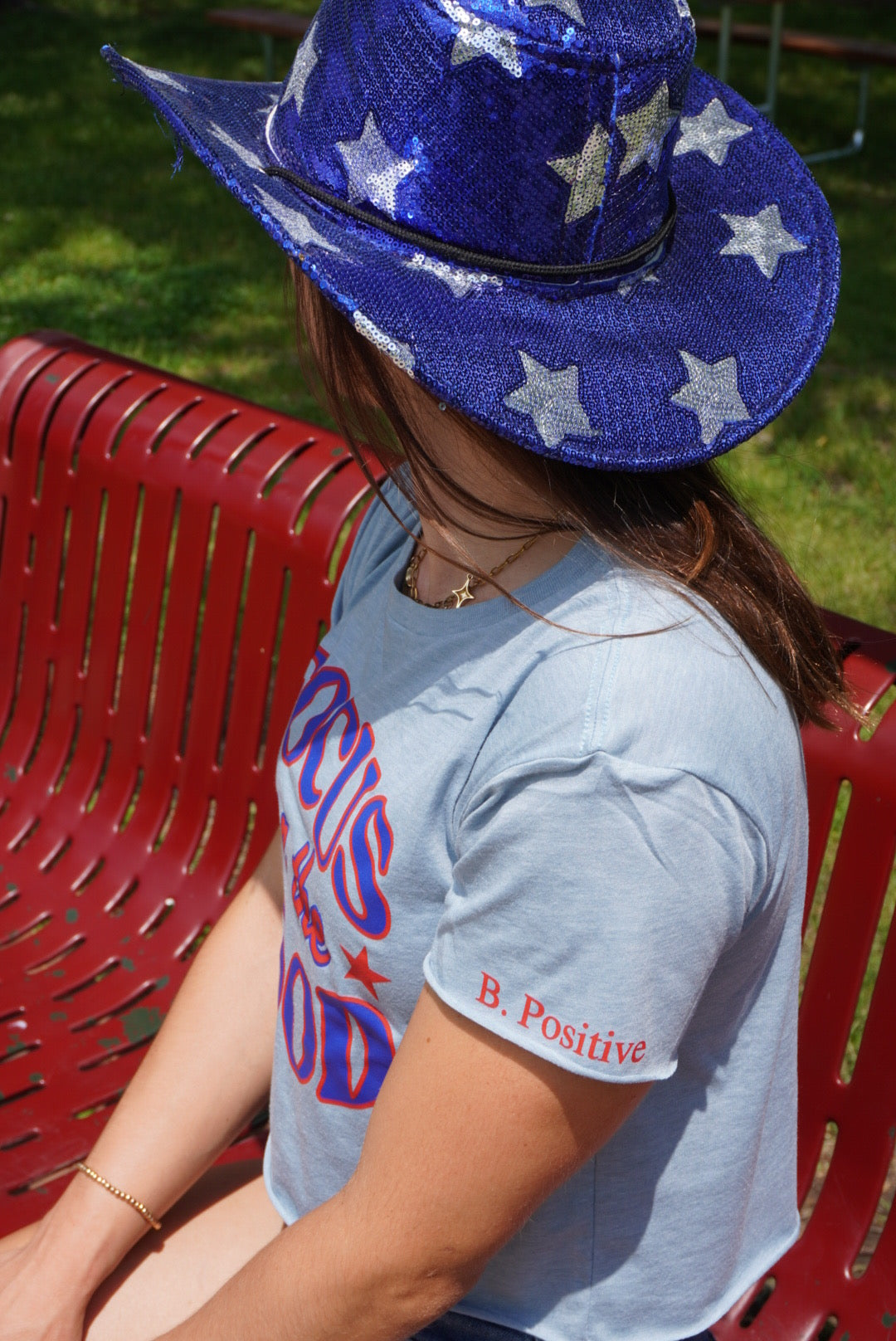 Focus On The Good Tee - Blue & Red