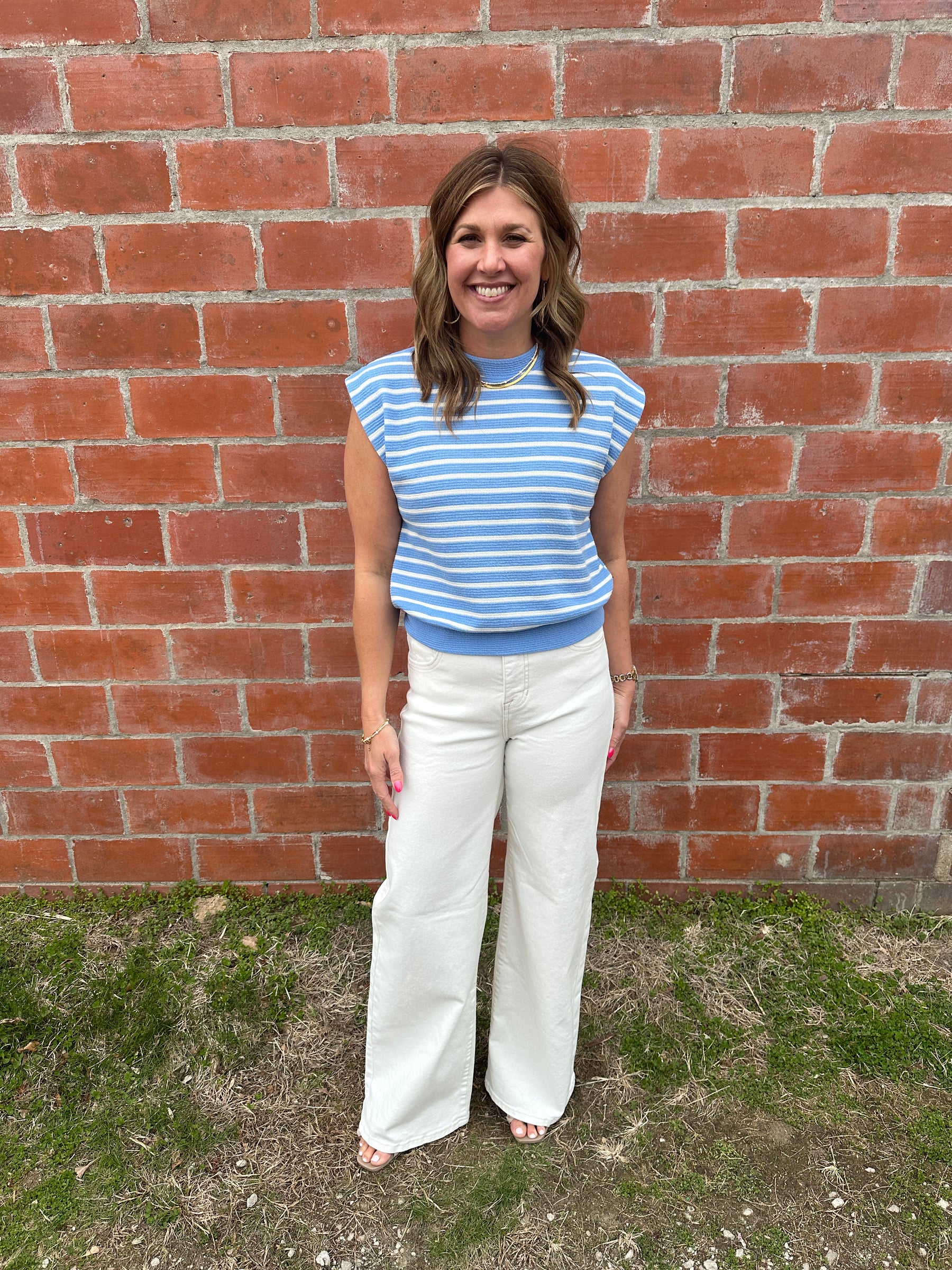 Blue Stripe Cloudy Knit Top