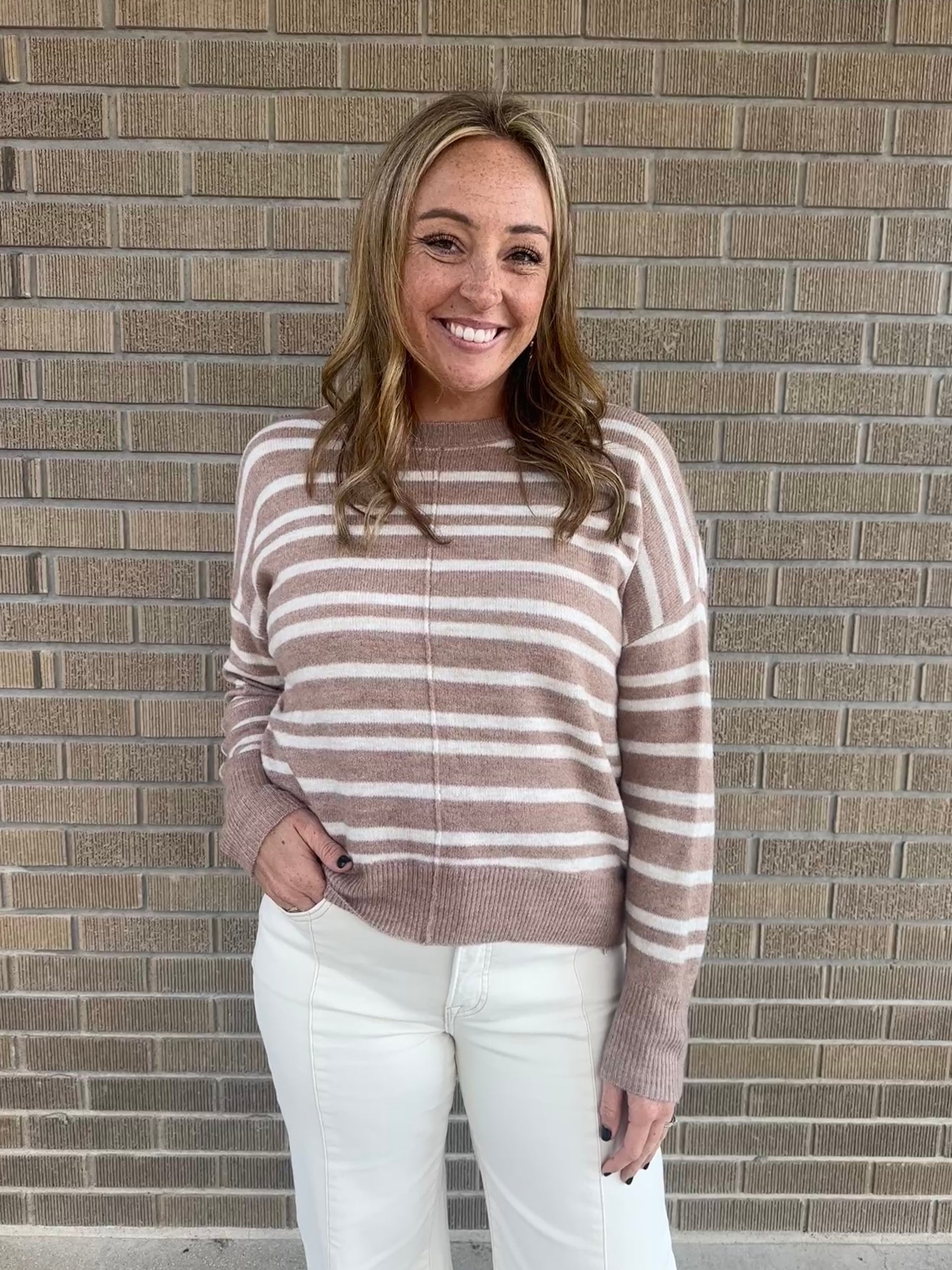Classic Stripe Sweater - Taupe