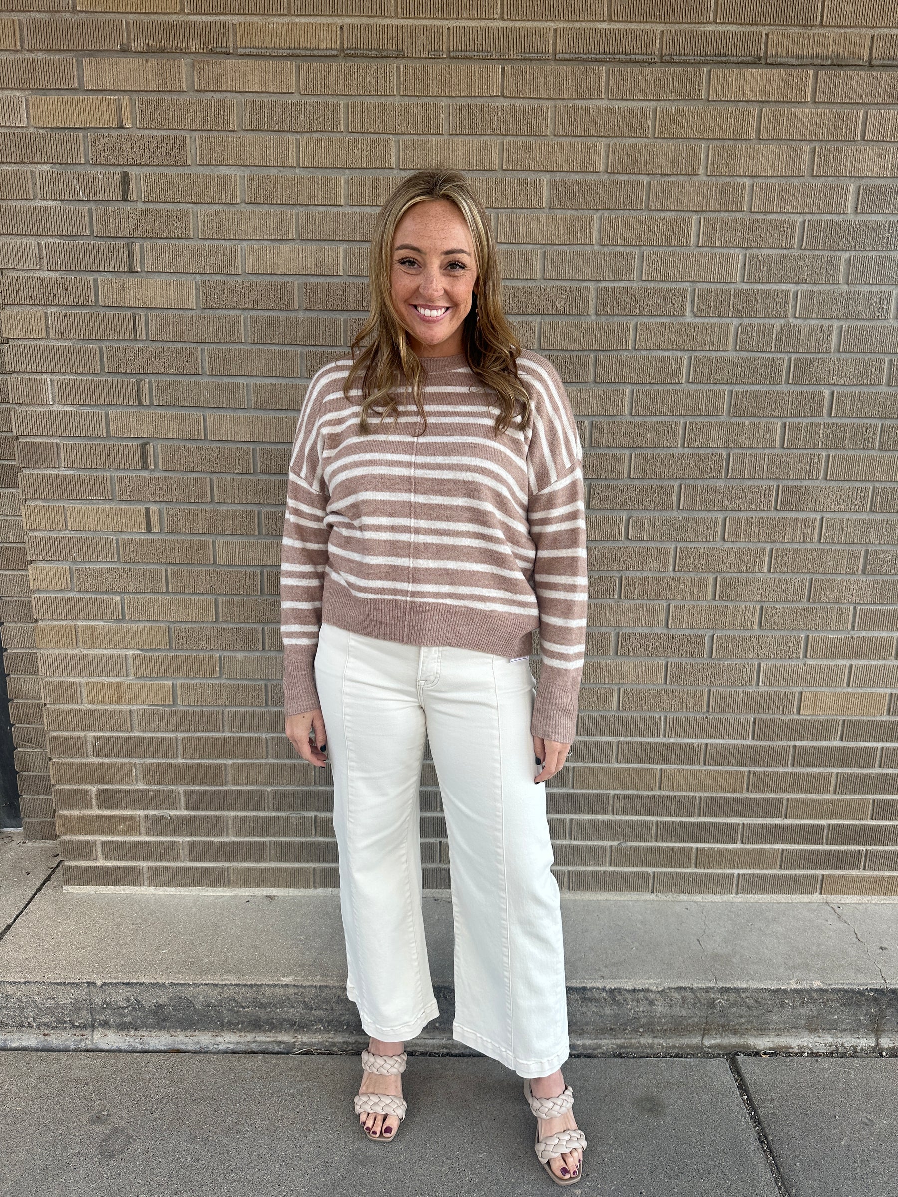 Classic Stripe Sweater - Taupe