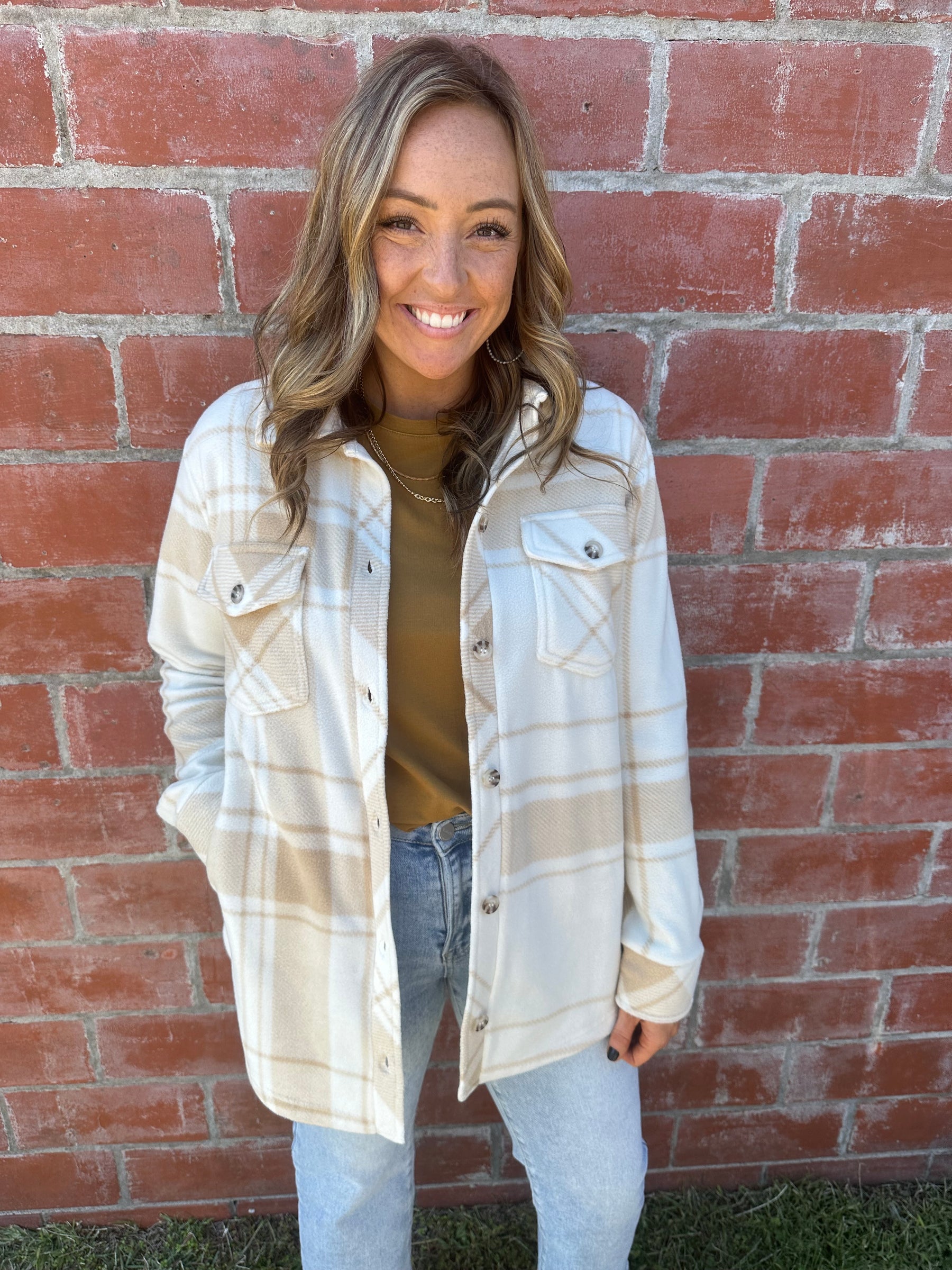 Tullis Jacket - Cream Tan Plaid