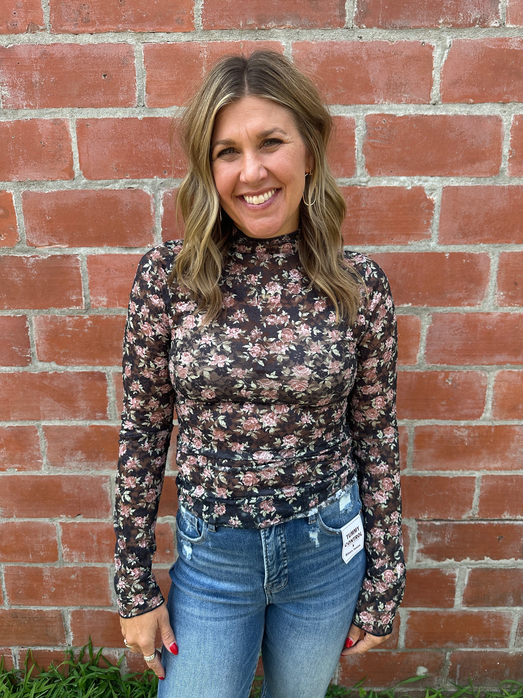 Black Floral Lace Layering Top
