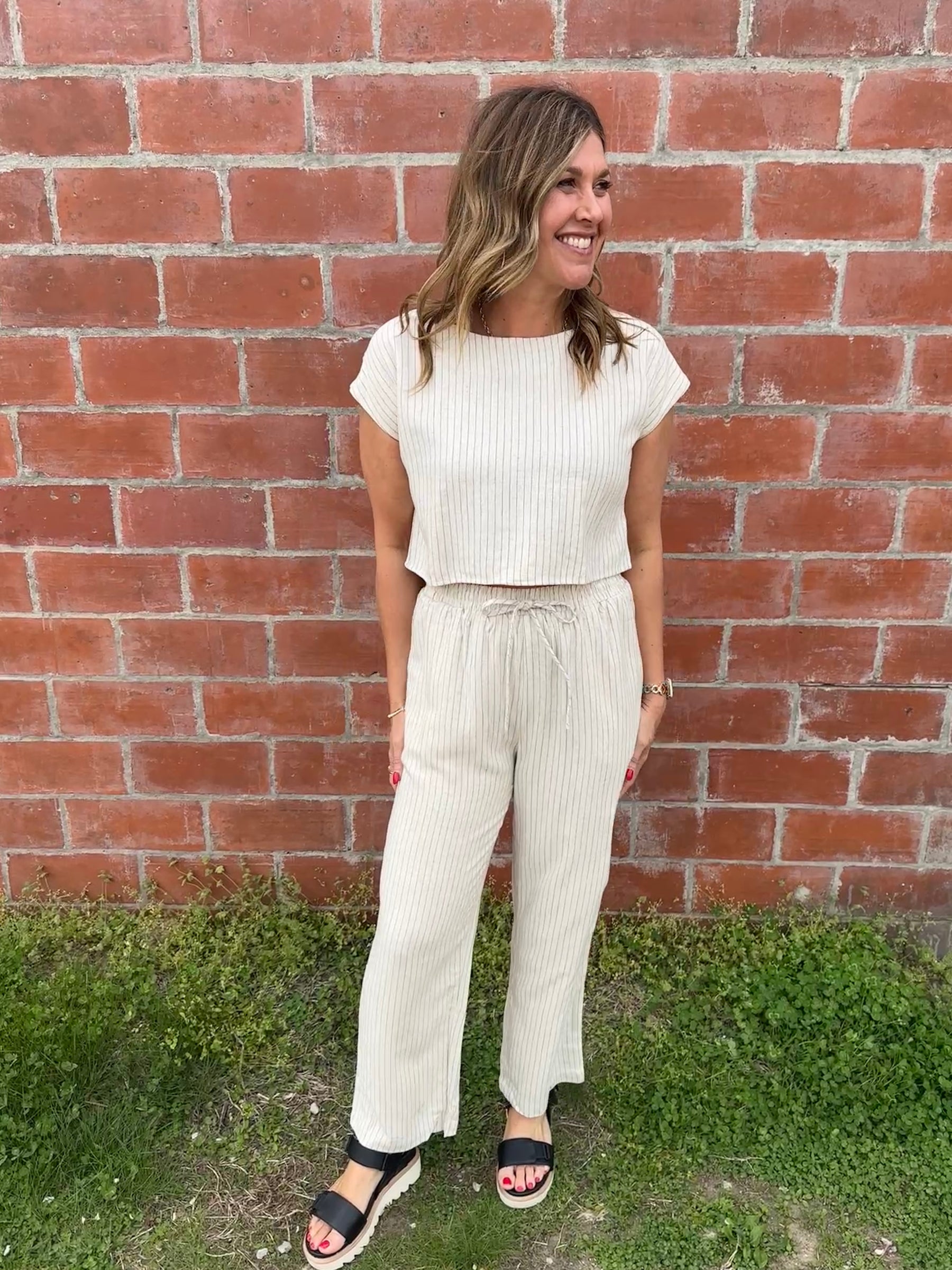 Pinstripe Linen Top
