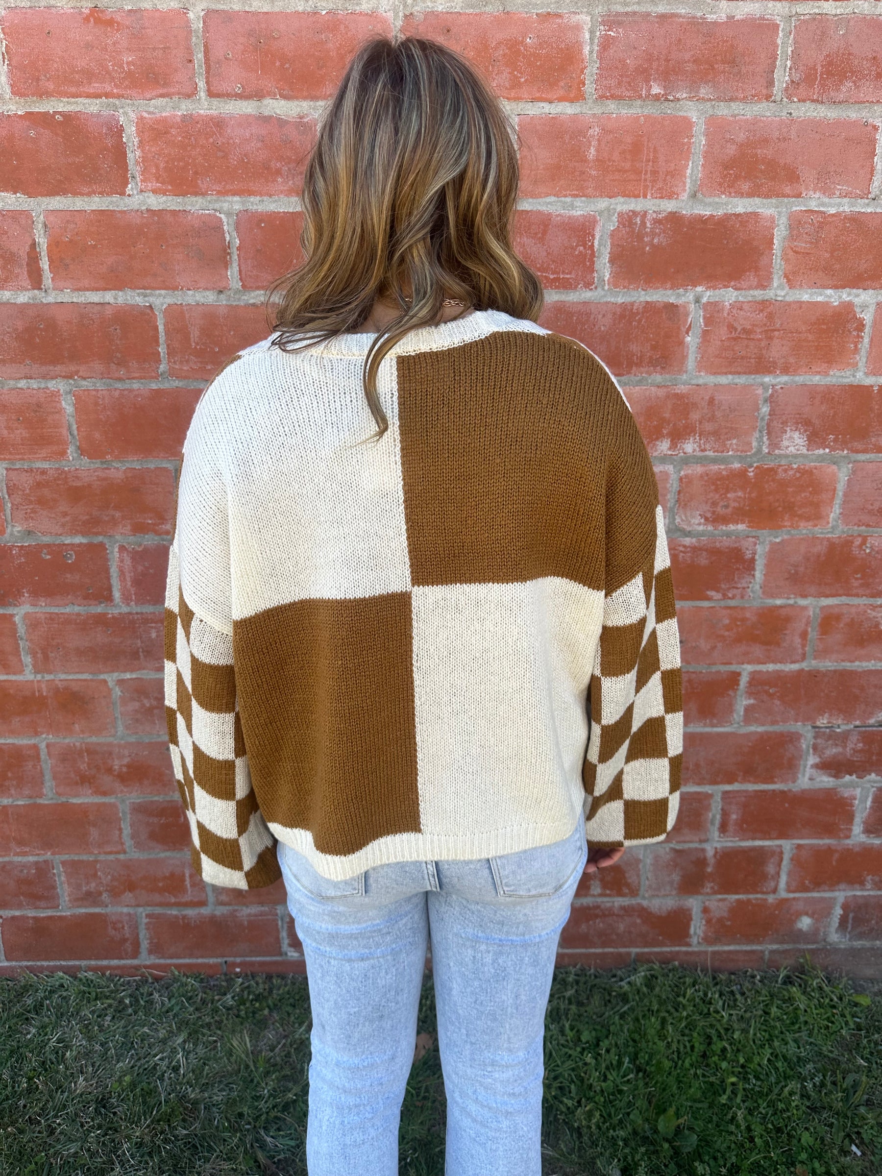 Neutral Checkered Cardi