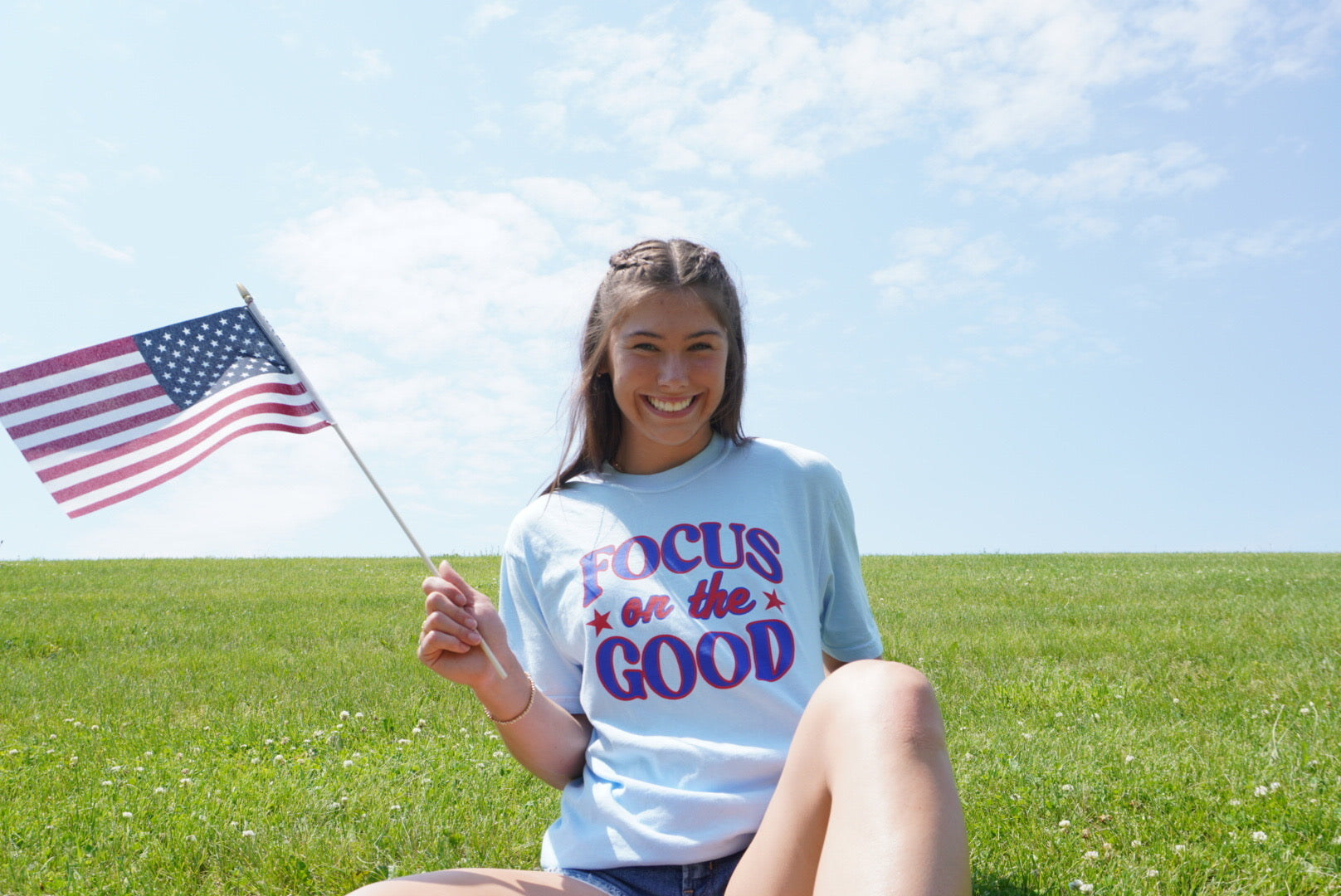 Focus On The Good Tee - Blue & Red