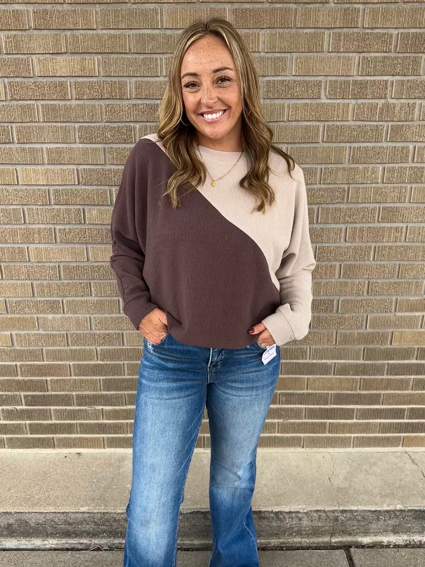 Cloudy Knit Color Block - Mocha