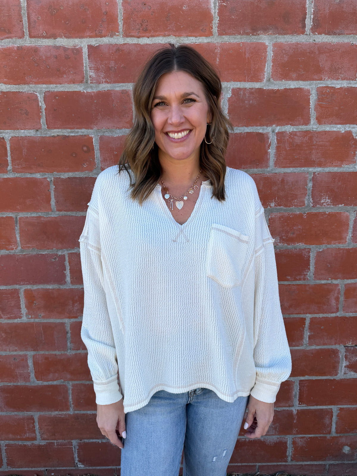 Ribbed Knit Long Sleeve - Ivory