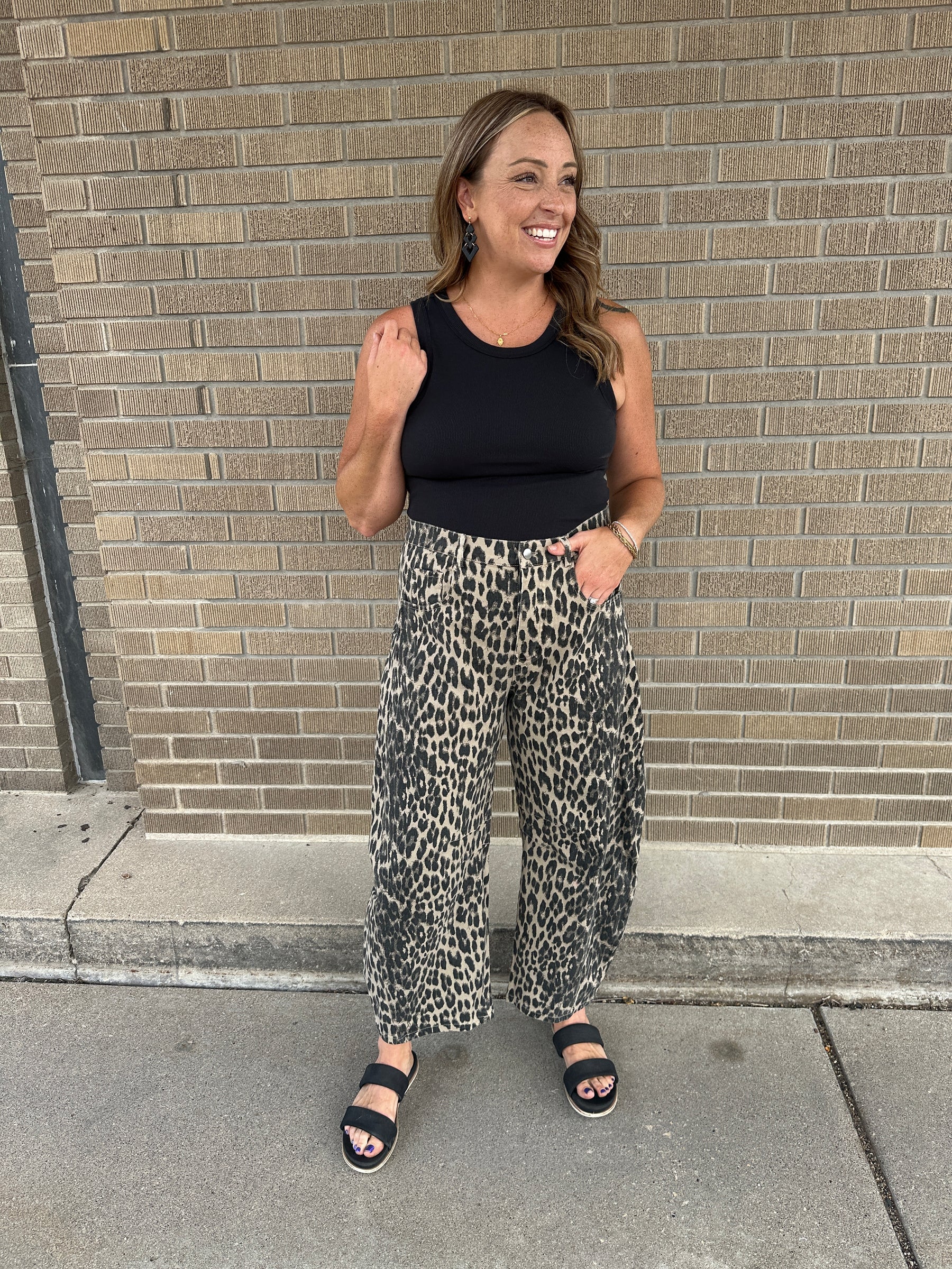 Leopard Barrel Jeans