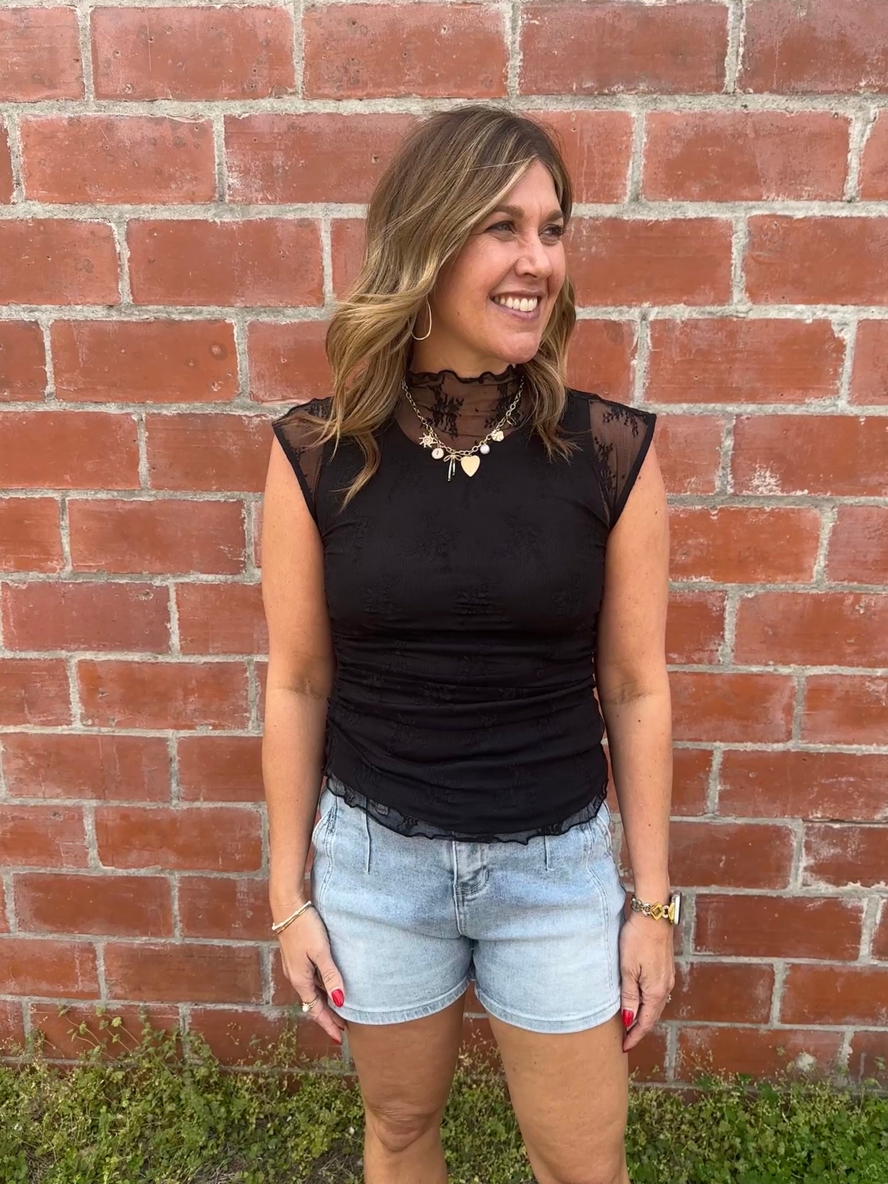Sleeveless Lace Layer - Black