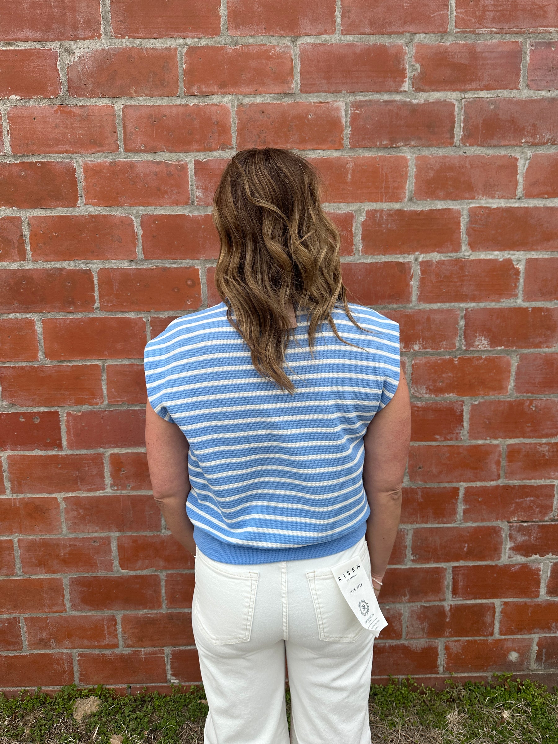Blue Stripe Cloudy Knit Top