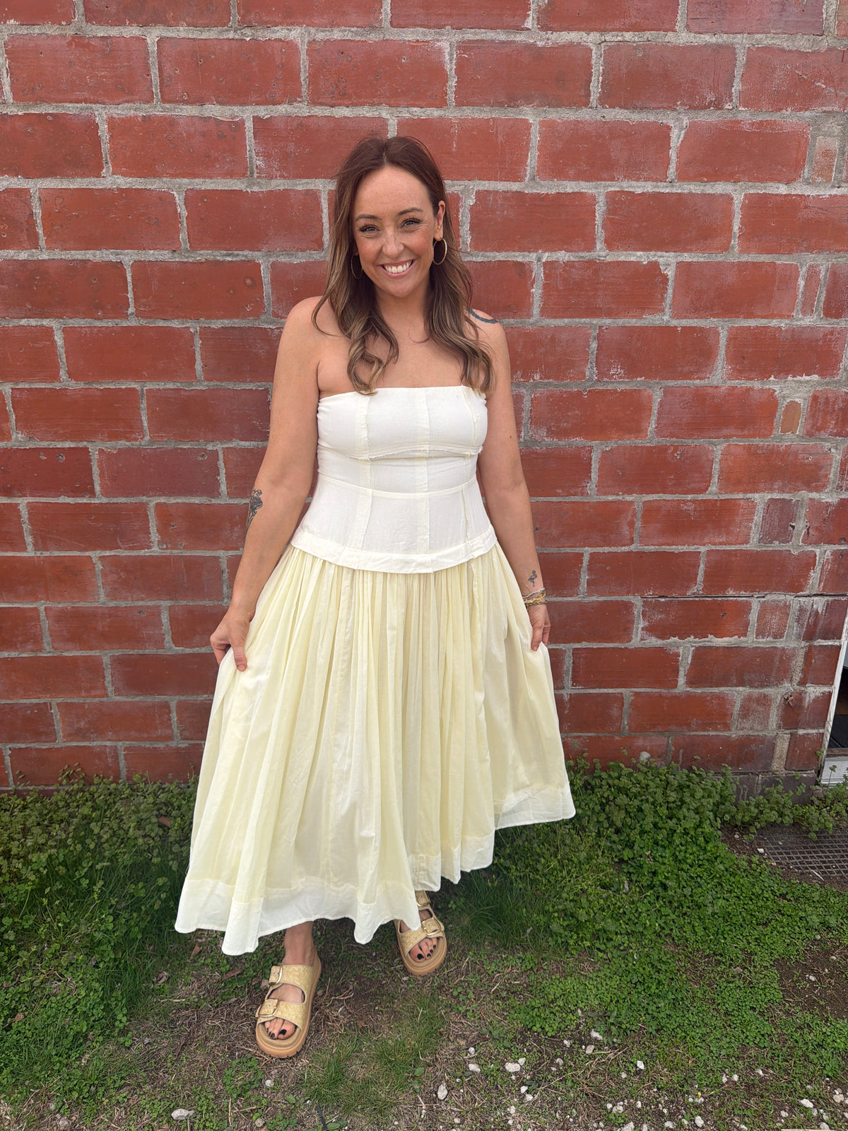 Pale Yellow Midi Dress