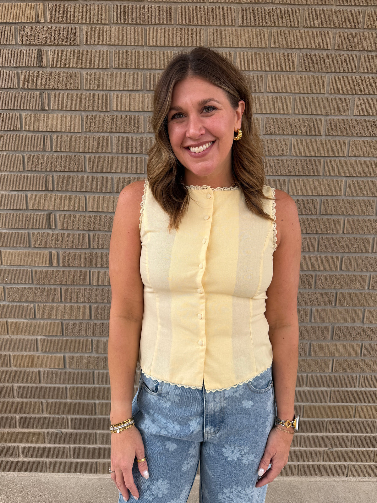 Little Yellow Lace Trim Top