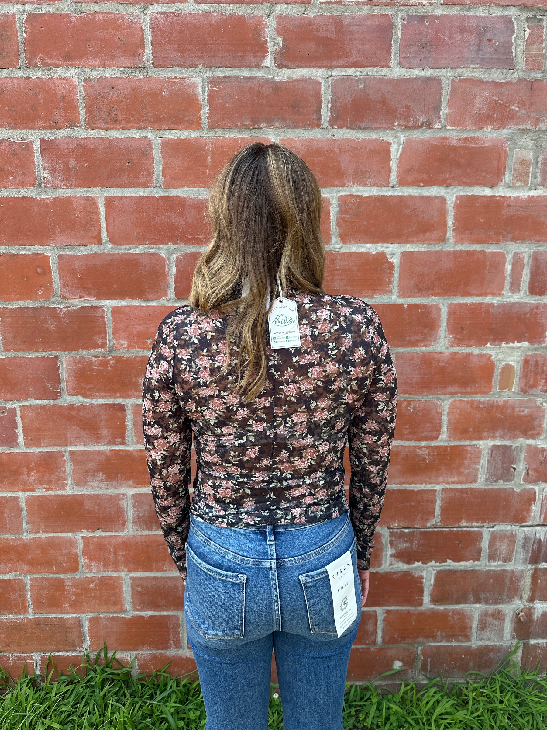 Black Floral Lace Layering Top