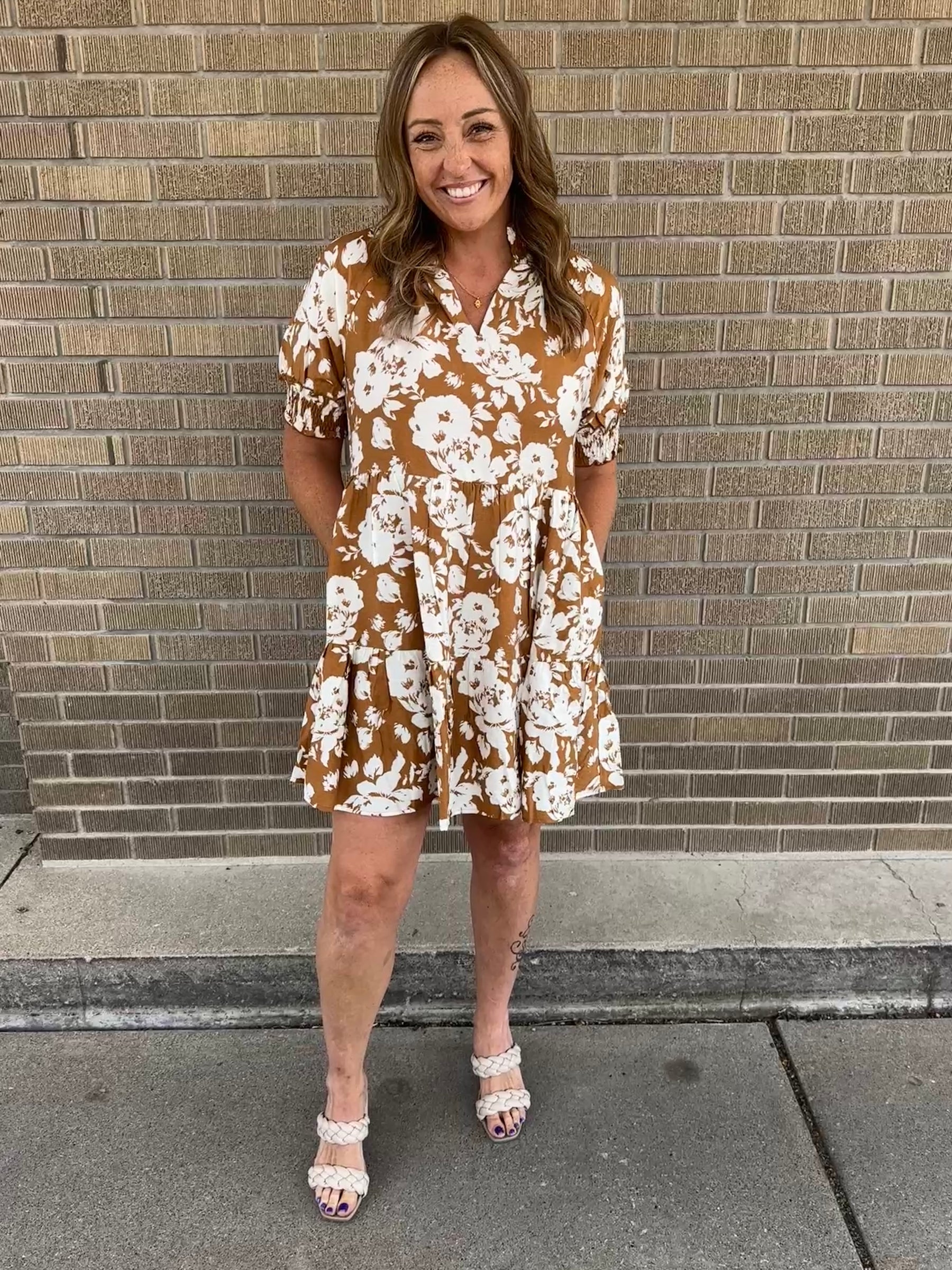 Camel Floral Dress