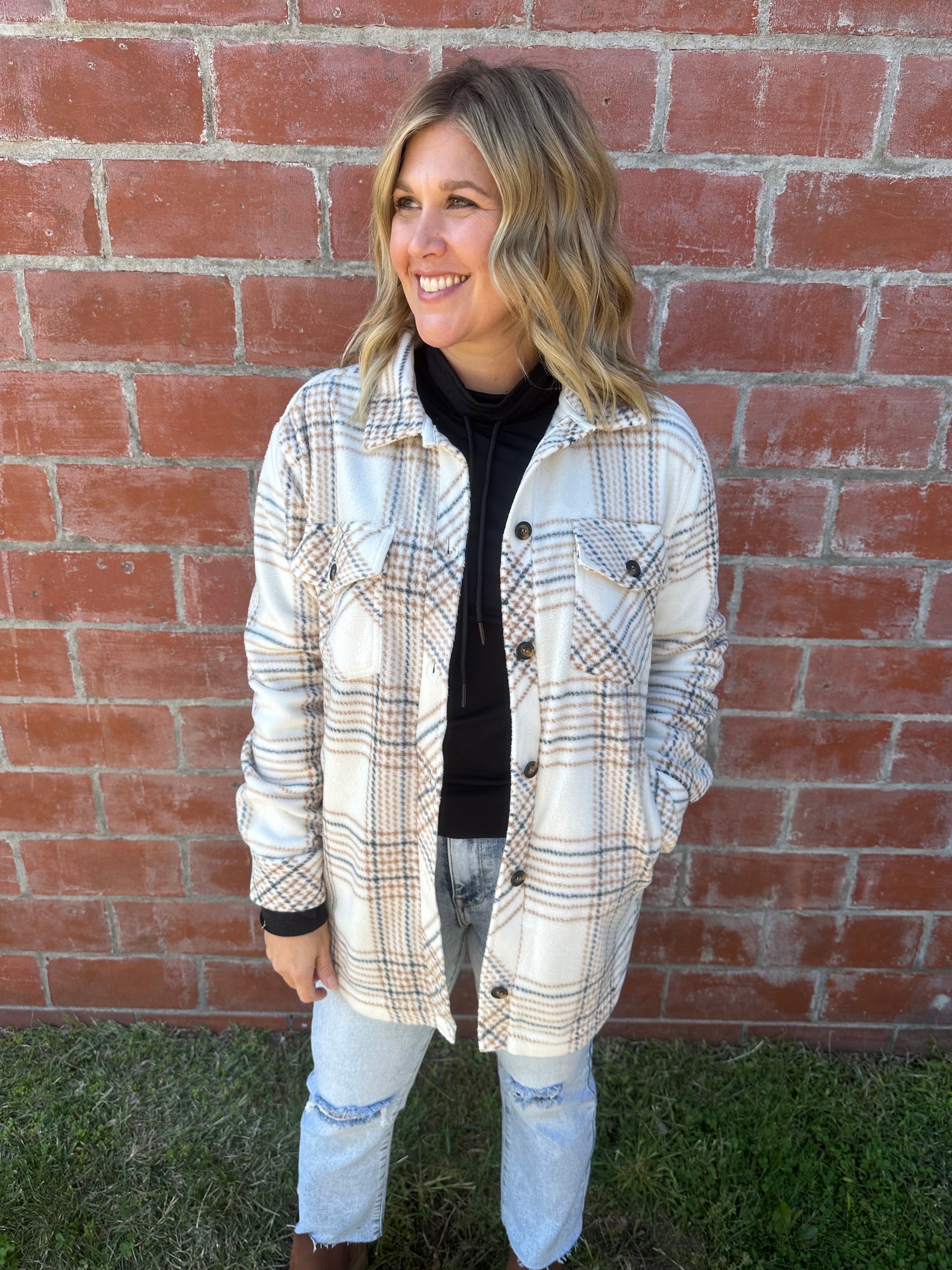 Tullis Jacket - Cream Taupe Plaid