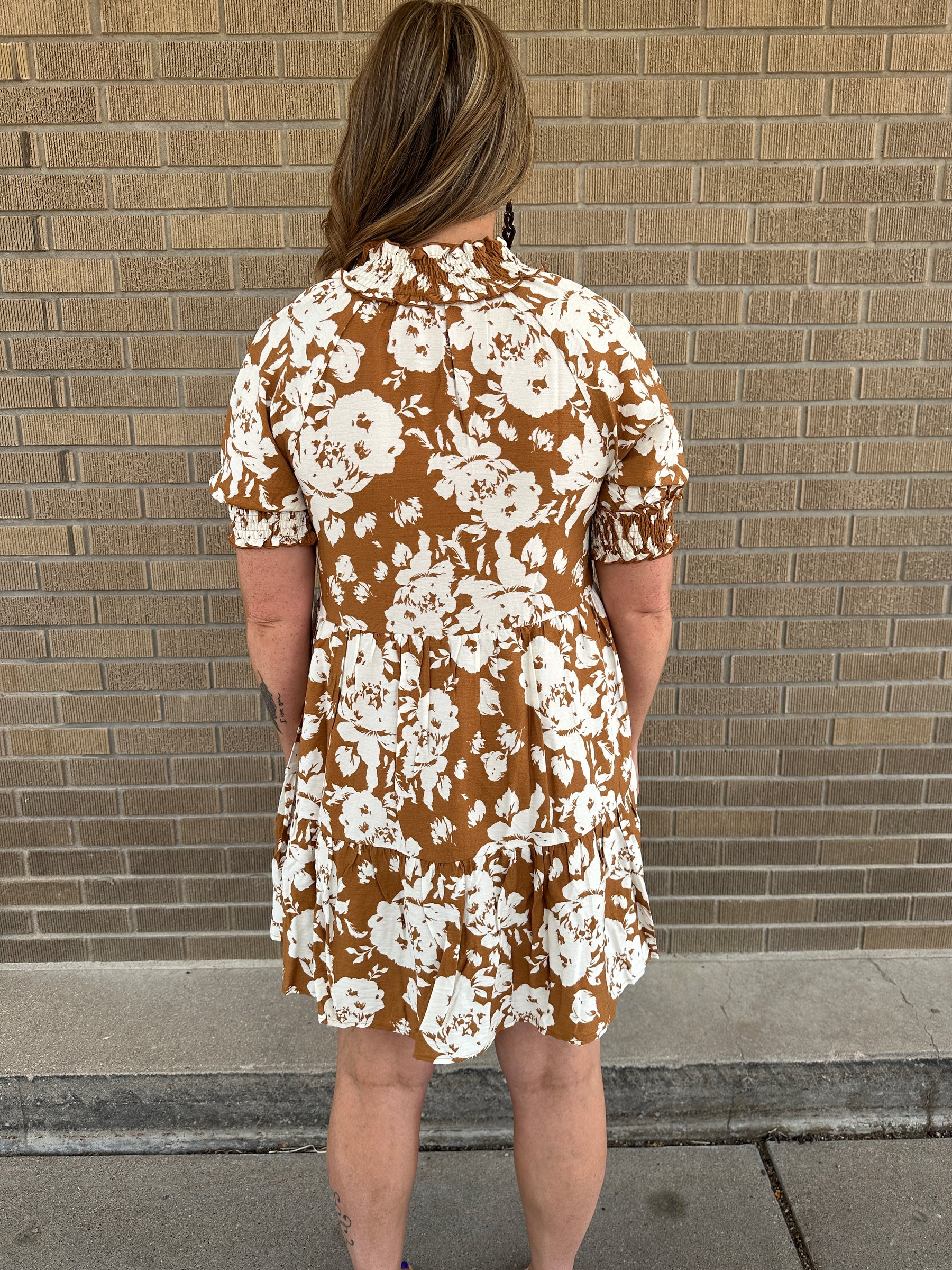 Camel Floral Dress