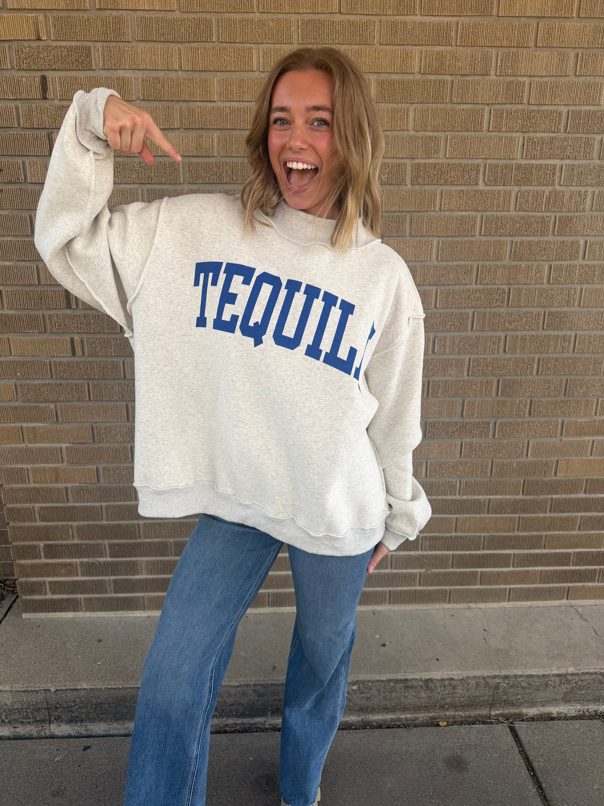 Reversible Mock Neck Sweatshirt- Tequila