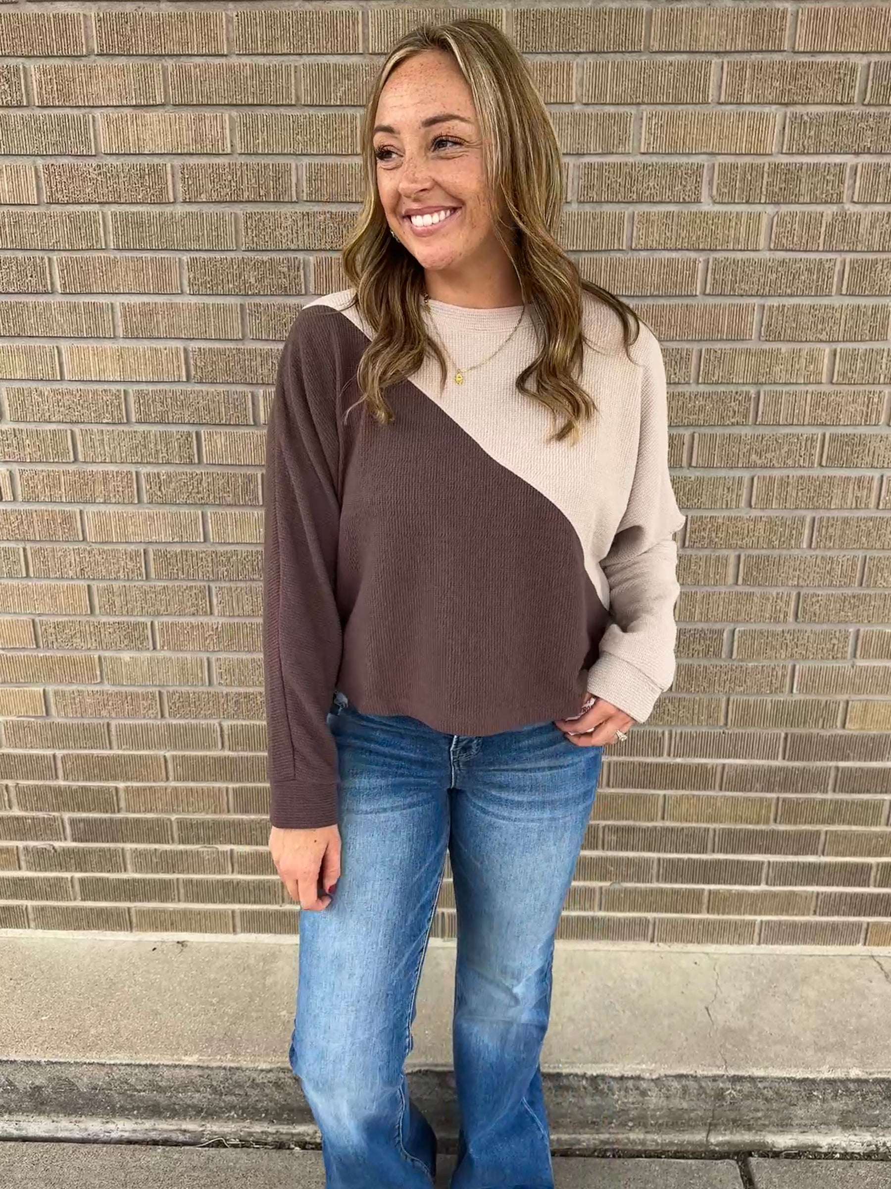 Cloudy Knit Color Block - Mocha