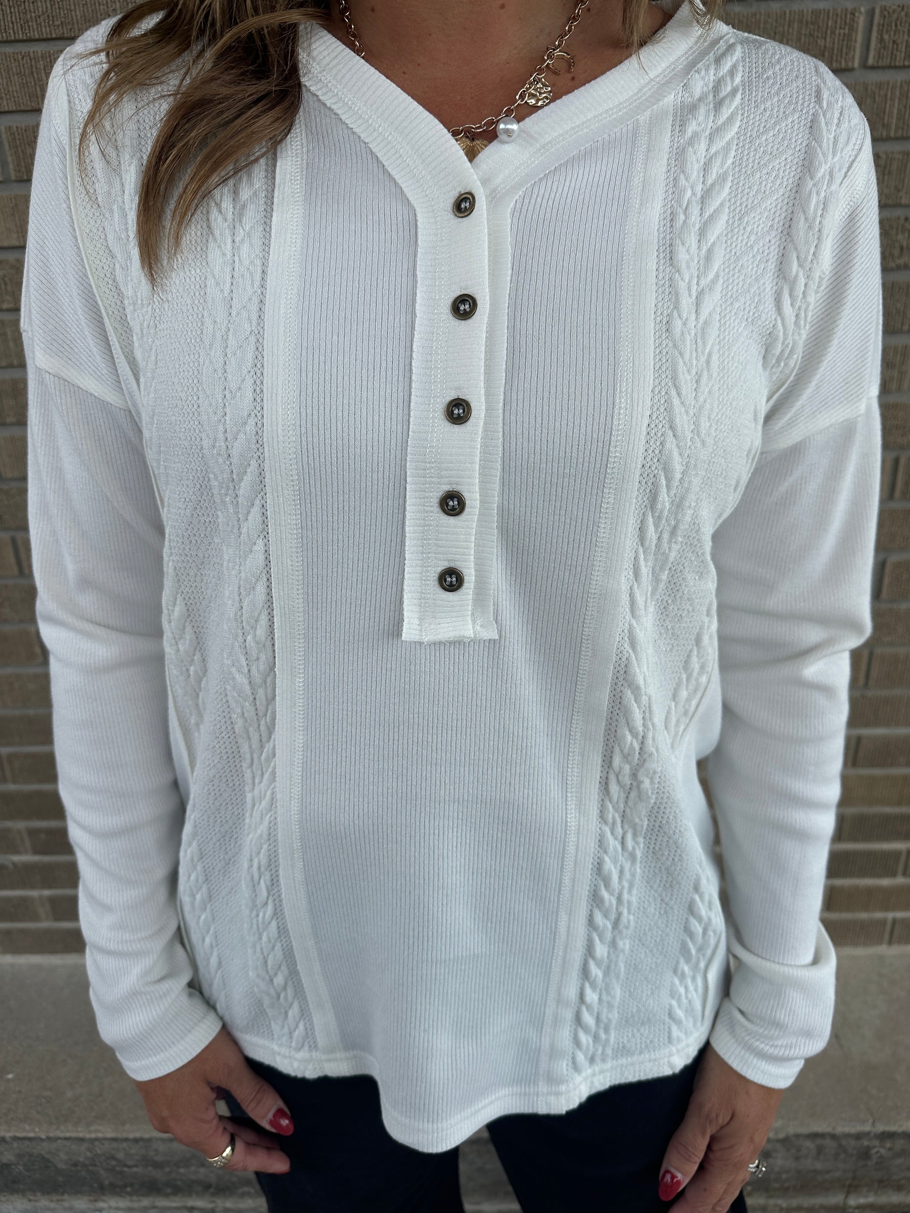 All In Cable Knit Ivory Top