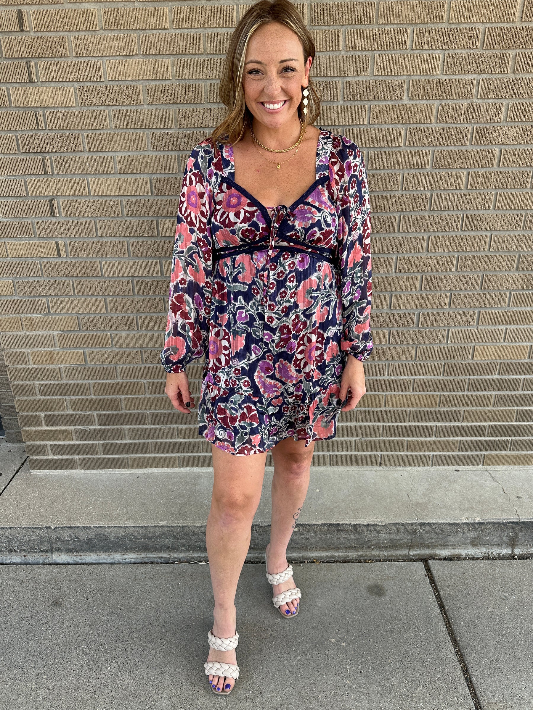 Navy Floral Dress