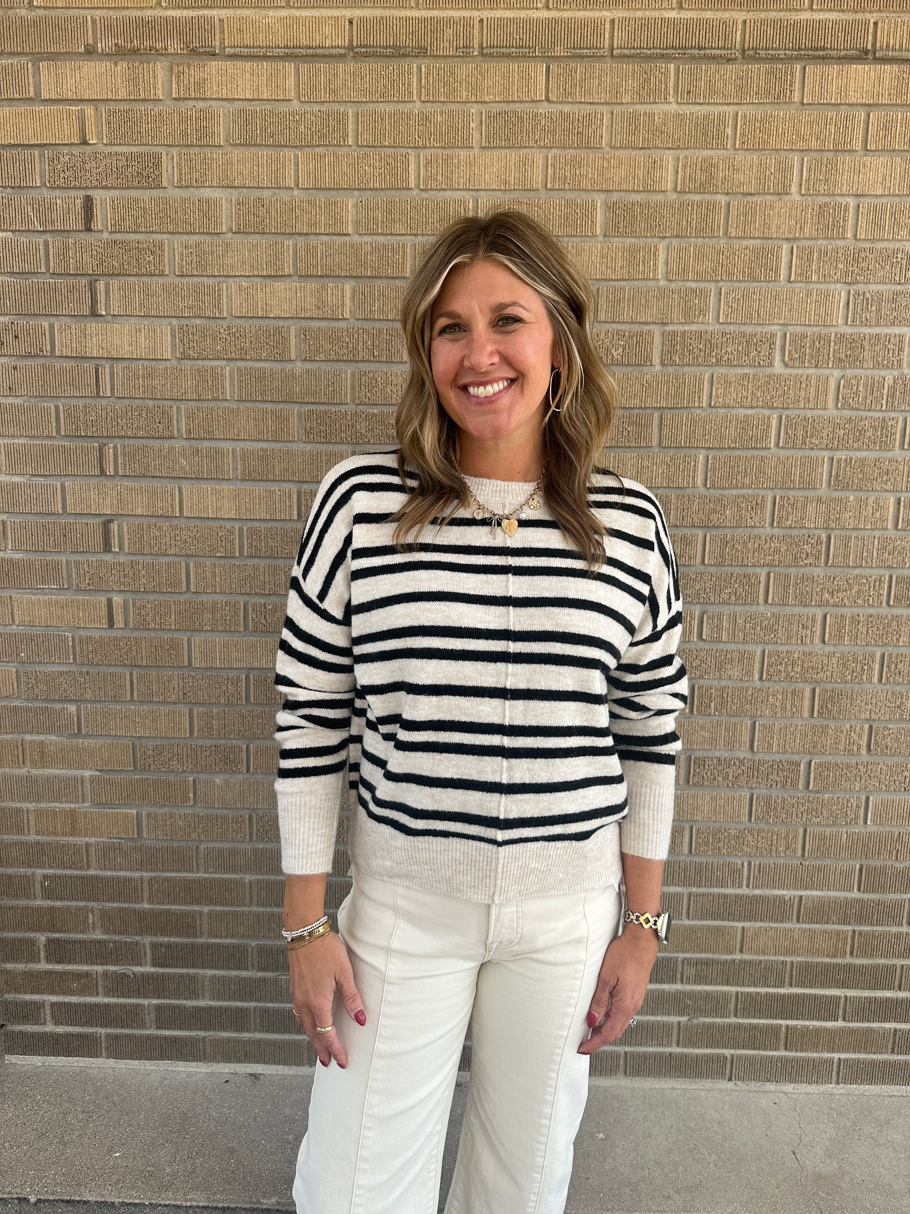 Classic Stripe Sweater - Cream