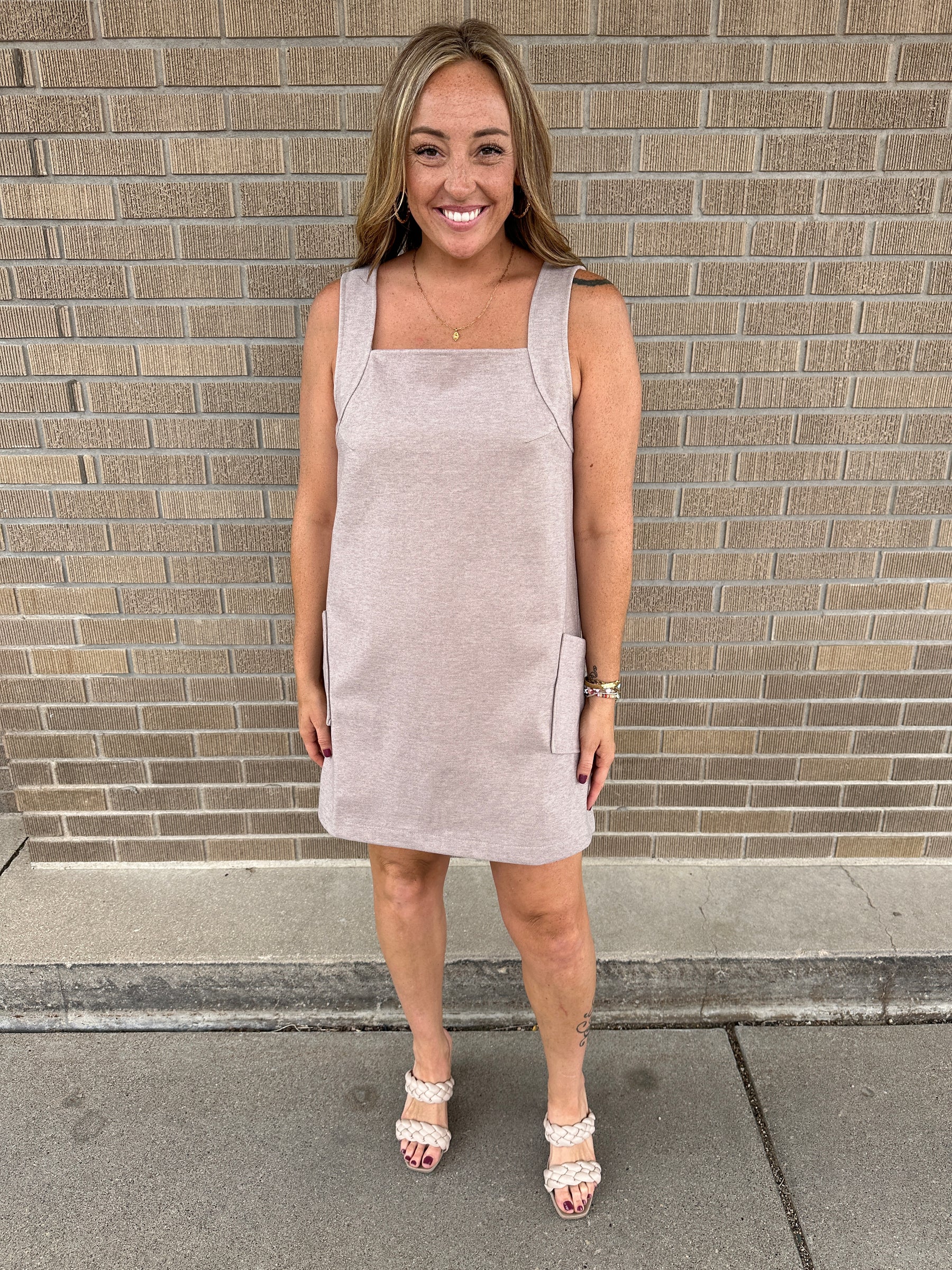 Woven Taupe Dress