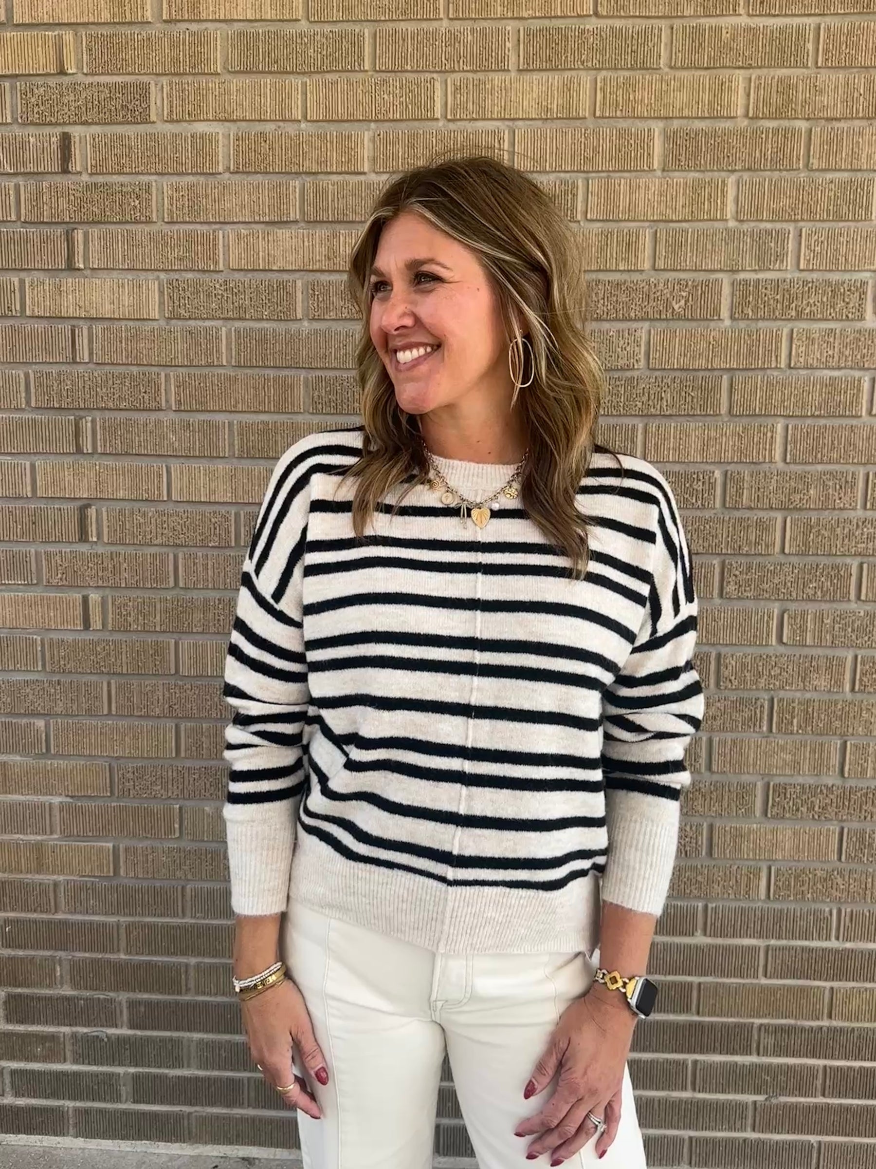 Classic Stripe Sweater - Cream